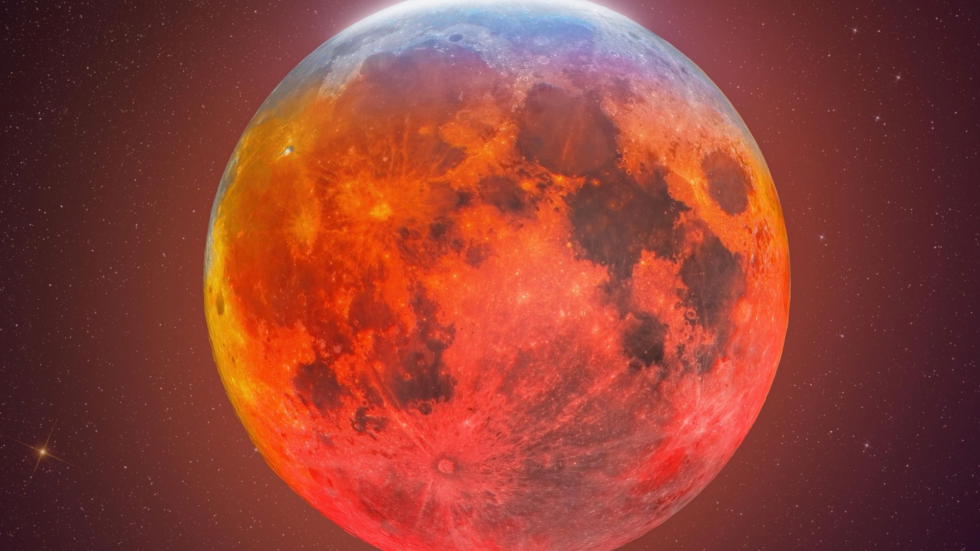 1920x1080 Blood Moon Wallpaper 4K, Lunar Eclipse, Composition, 5K