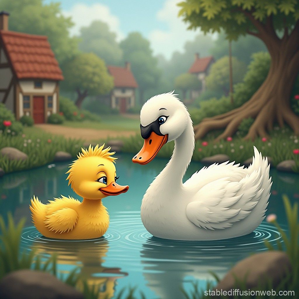 1024x1024 Ugly Duckling Transformation to Swan. Stable Diffusion Online