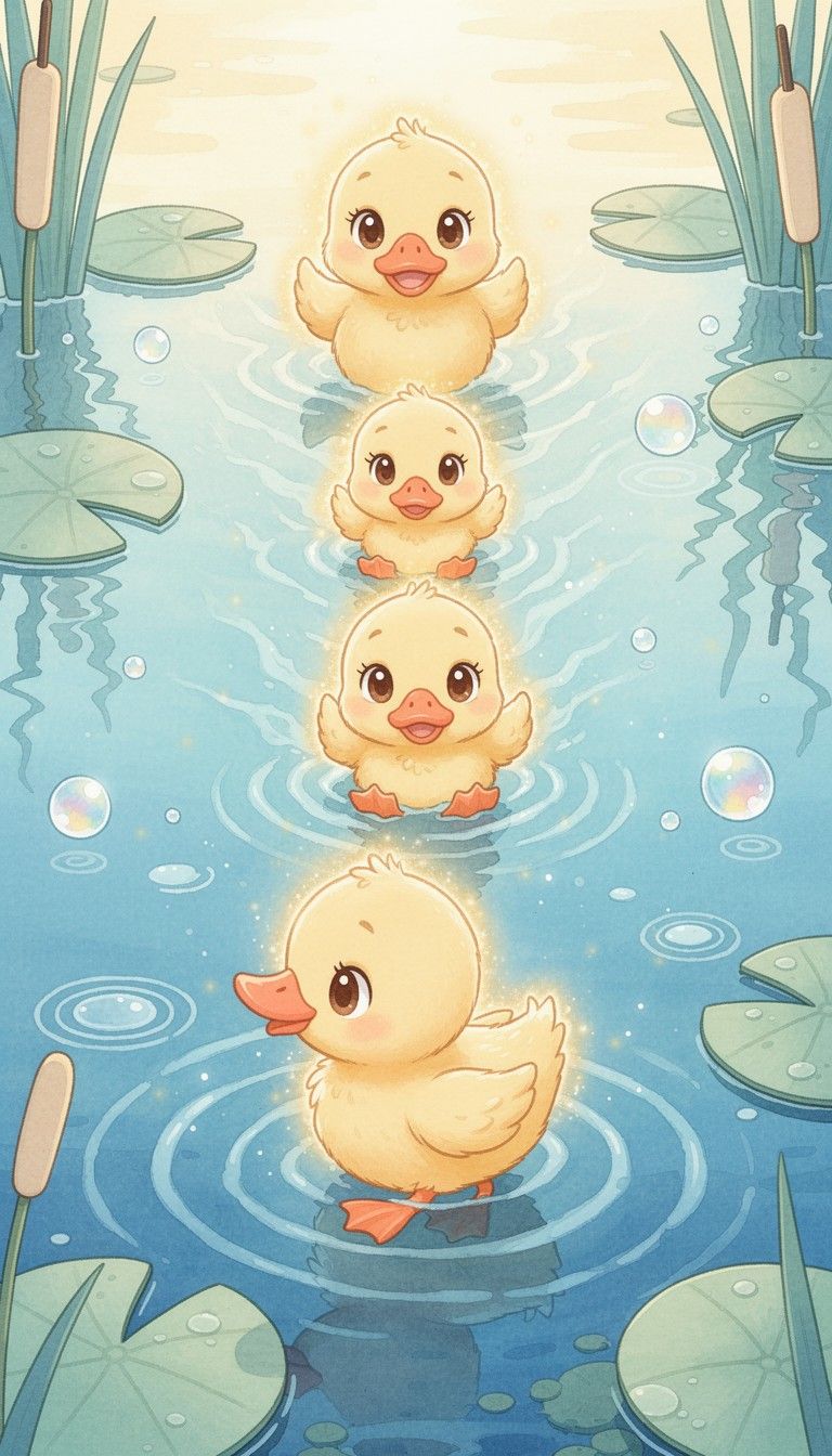 768x1344 Download Colorful floating duck Image, Colorful, Illustration