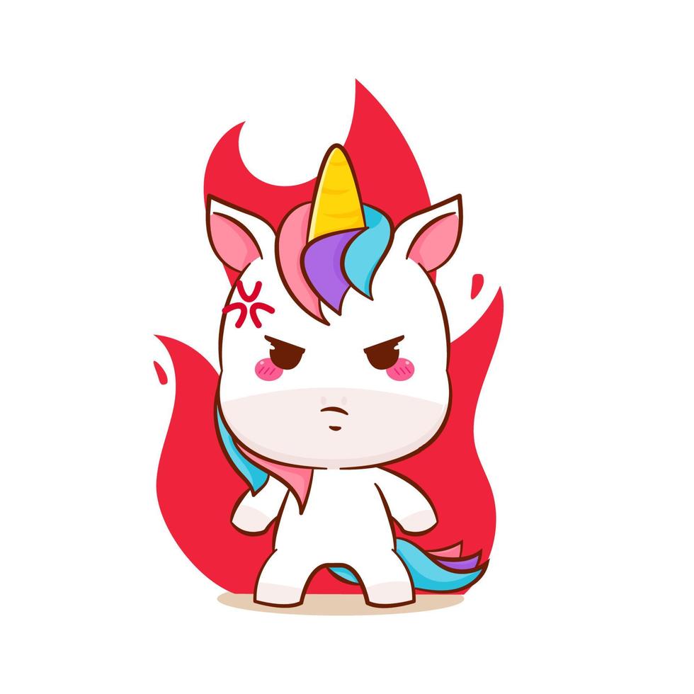 980x980 Cute magical angry pegasus unicorn cartoon vector. Pony cartoon kawaii animal. Isolated on a white background
