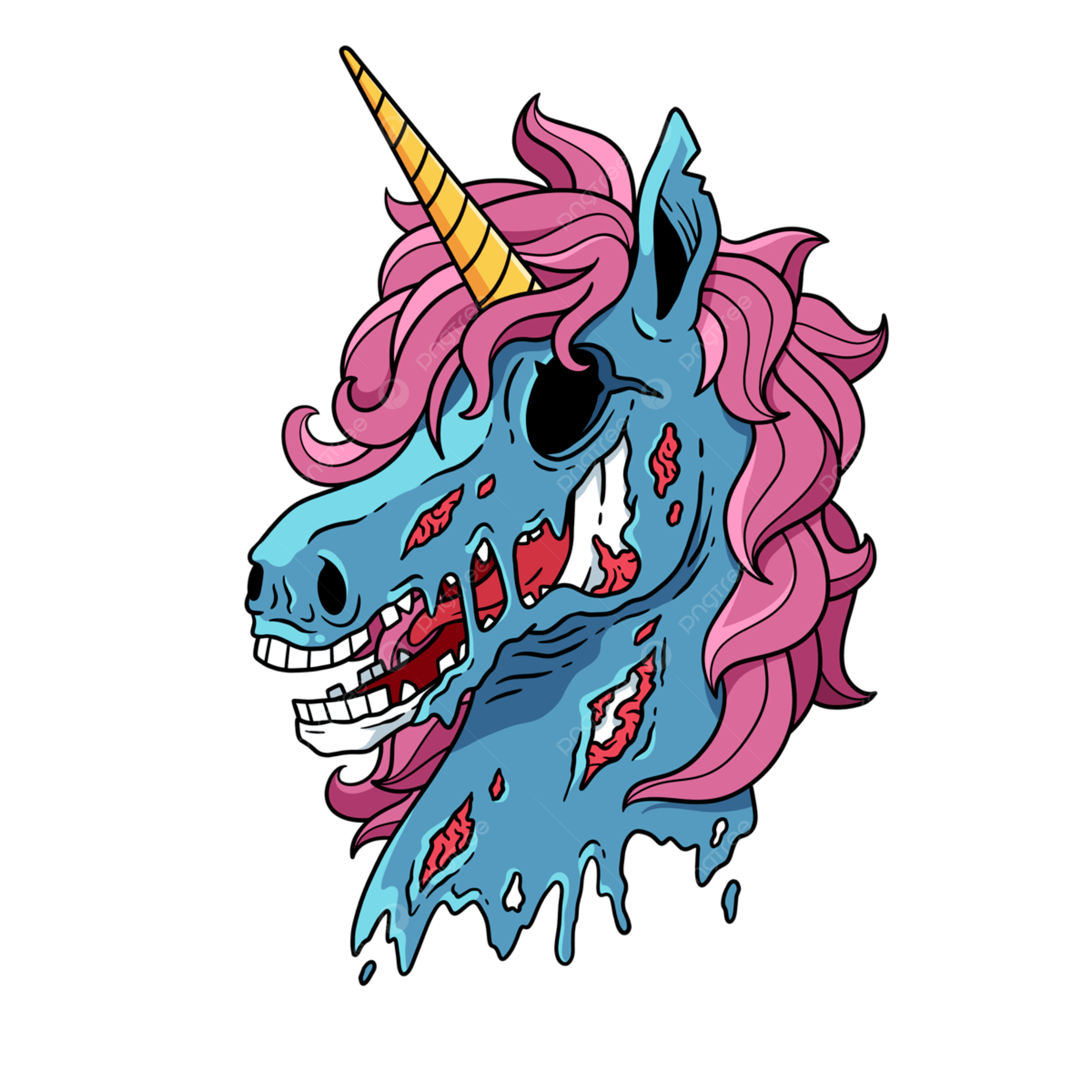 2500x2500 Zombie Unicorn PNG Image, Zombie Unicorn Green Illustration Style, Corpse, Unicorn, Cyan Green PNG Image For Free Download