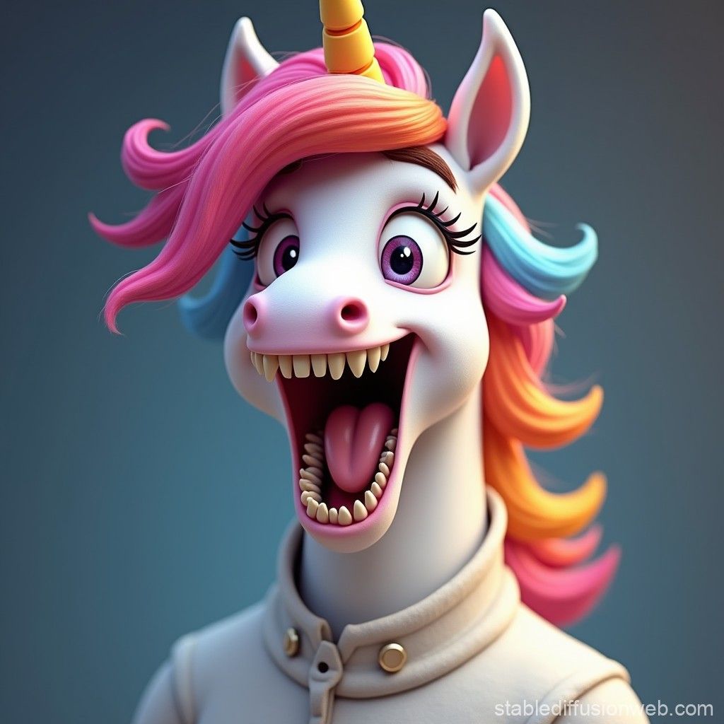 1024x1024 crazy unicorn horse portrait with large teeth and mad smile Prompts. Stable Diffusion Online