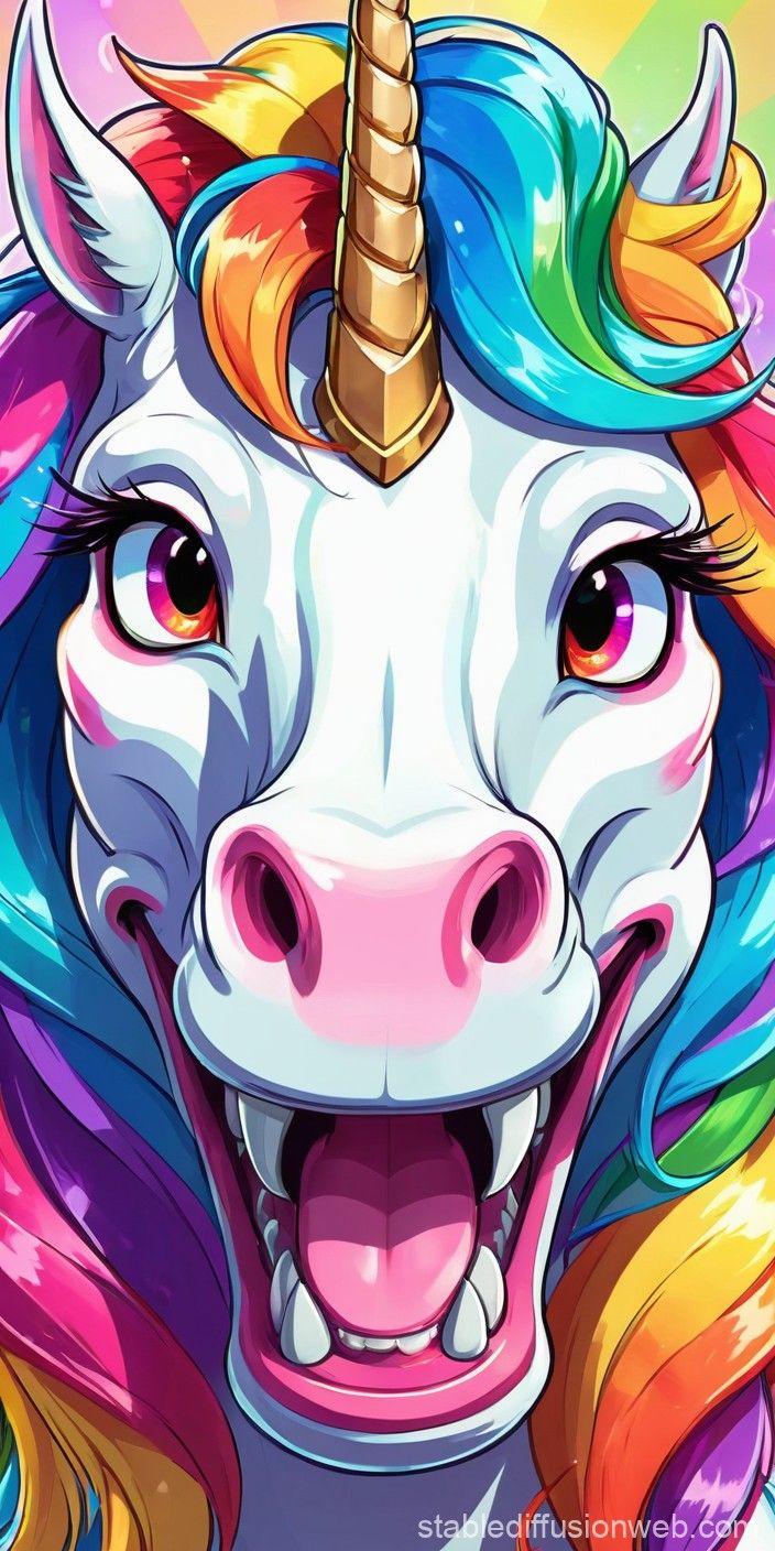 704x1408 crazy unicorn horse portrait with large teeth and mad smile Prompts. Stable Diffusion Online