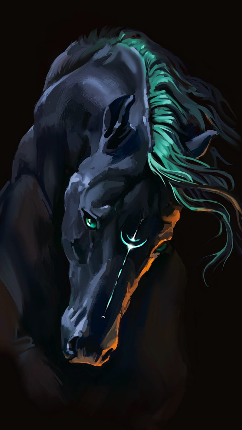 800x1422 Wild Horse RStar, animal, black, black horse, cool, danger, horse, unicorn, wild, HD phone wallpaper