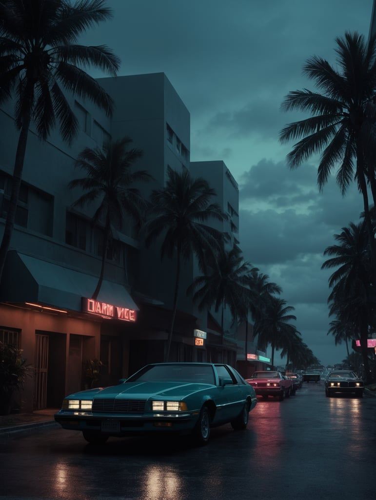 771x1024 Premium Free ai Image. Retro Chic: Miami Vice Revival
