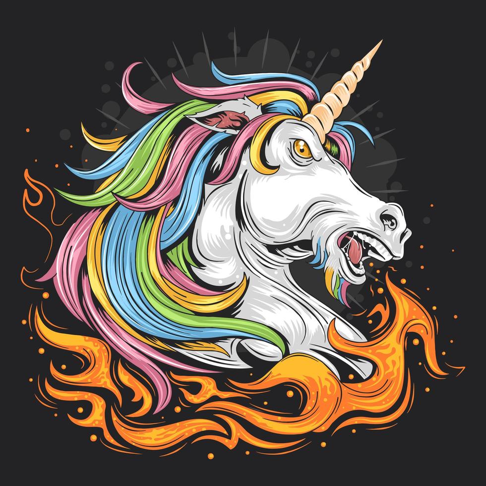 980x980 Angry Unicorn with Fire Design