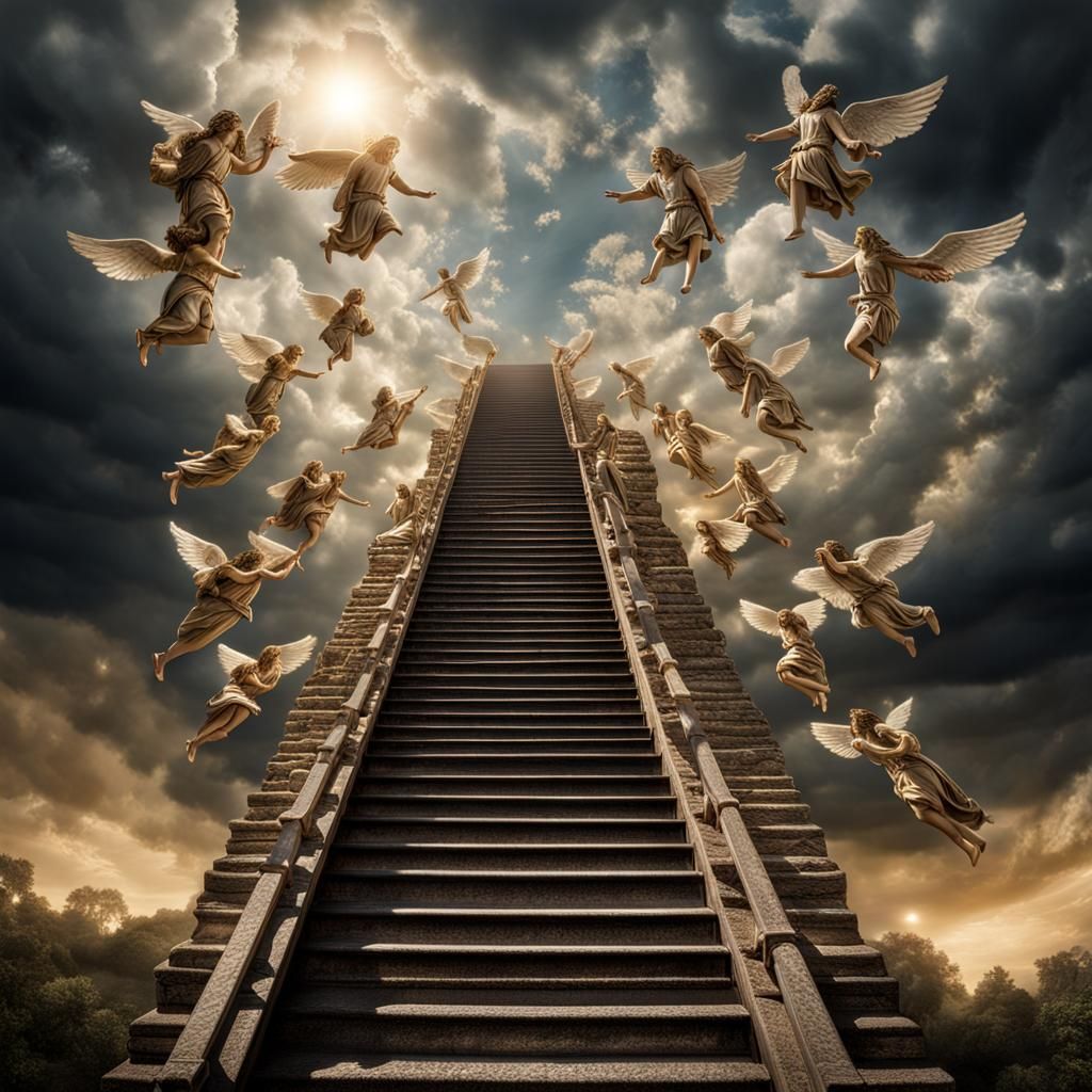 1024x1024 Jacob's Ladder: Angels Ascending to Heaven