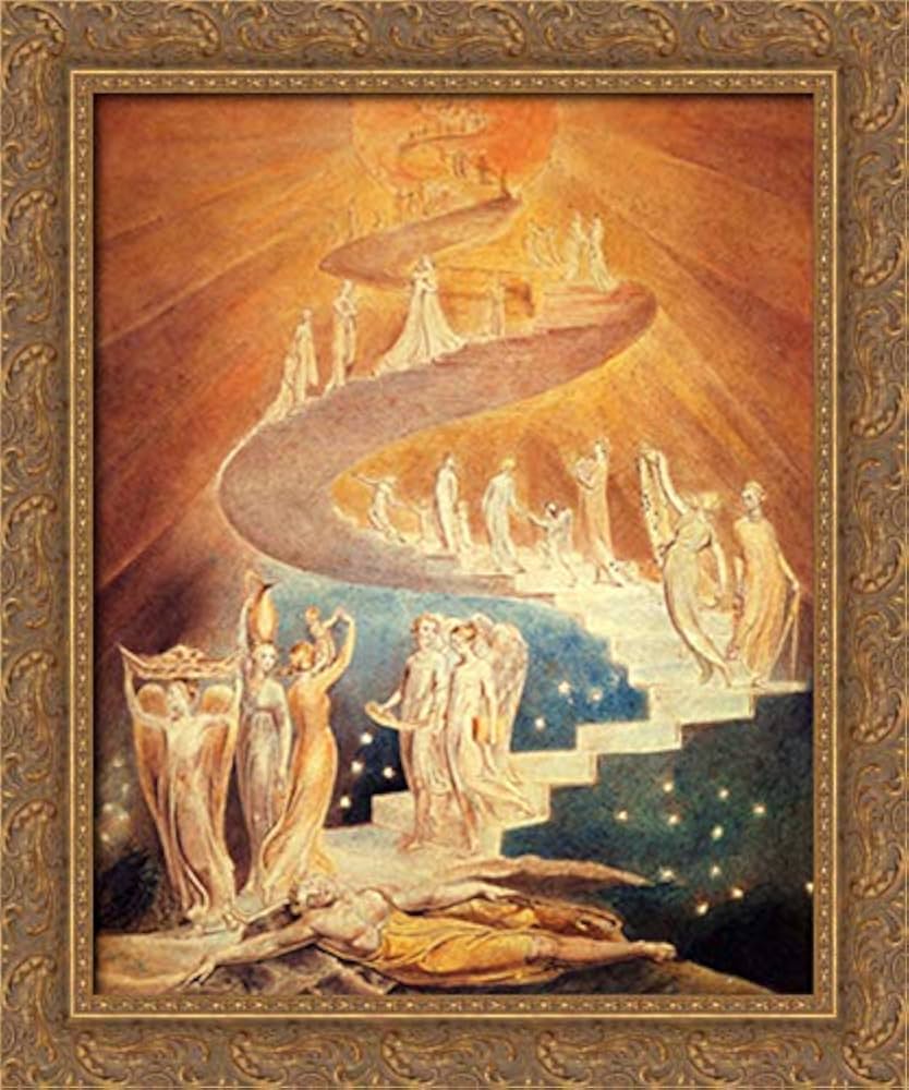 834x1000 Jacob'S Ladder 20x24 Gold Ornate Wood Framed Canvas Art by William Blake: Posters & Prints