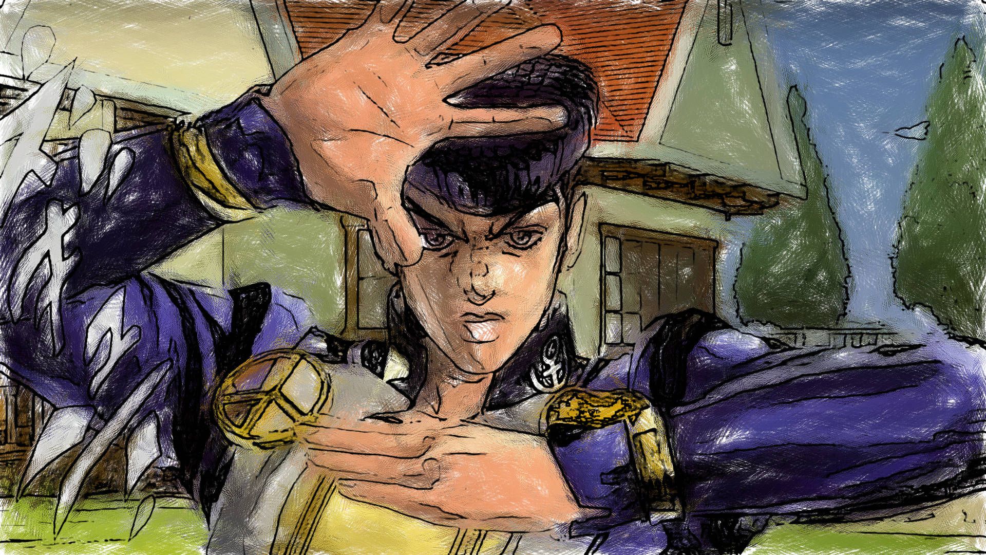 1920x1080 Download Josuke Anime Making Hand Signals Wallpaper