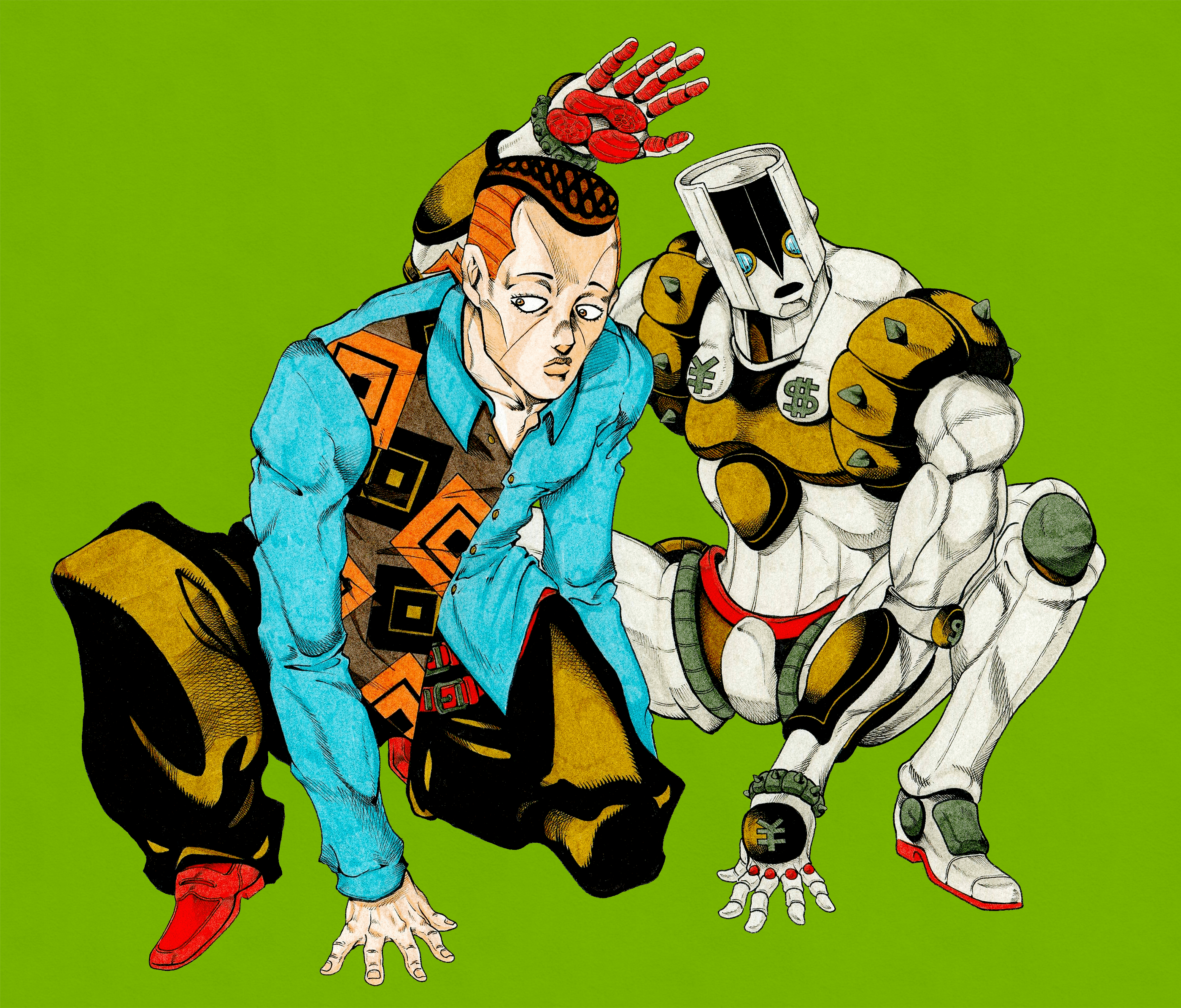 2800x2391 Okuyasu Nijimura & The Hand Color by KingKuma404 on Newgrounds