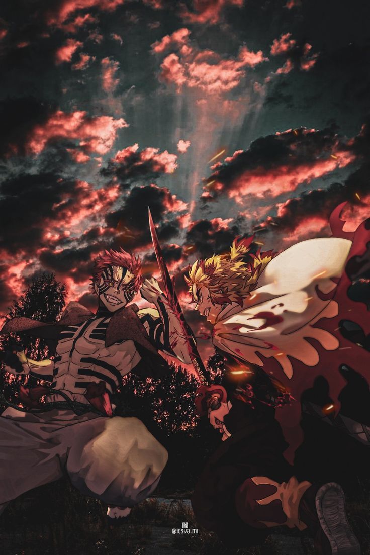 736x1104 Rengoku vs akaza wallpaper