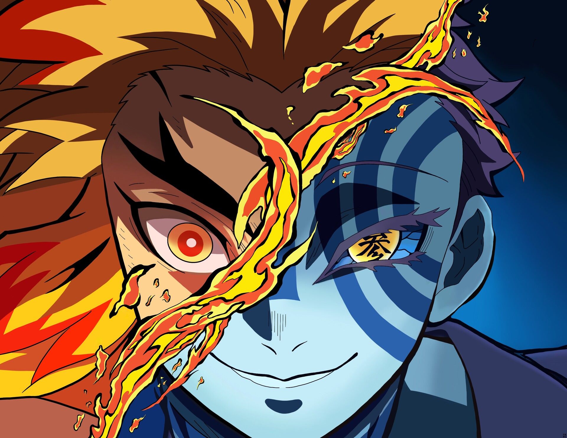 1920x1484 Kyojuro Rengoku vs Akaza