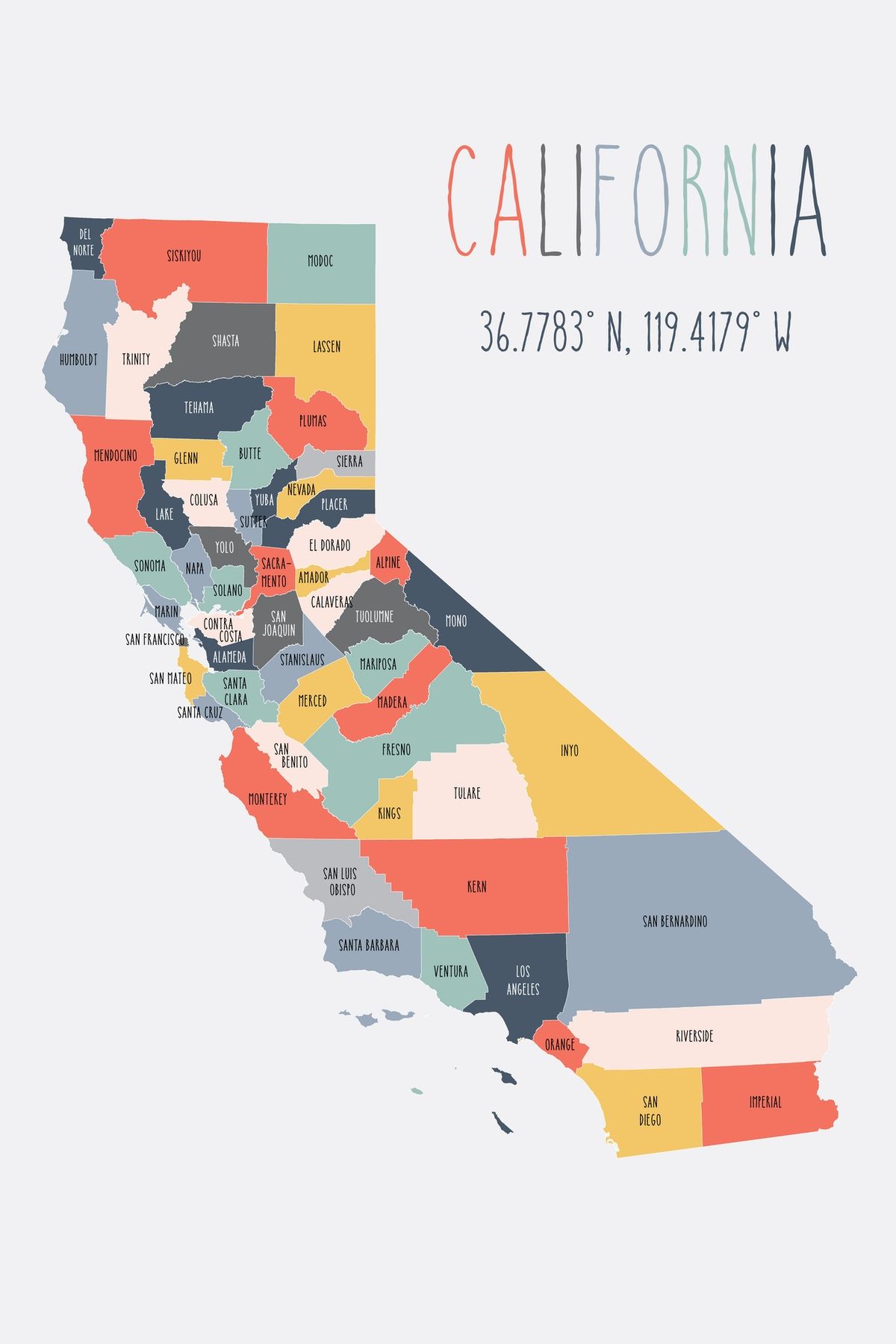 1200x1800 California Map Wallpaper