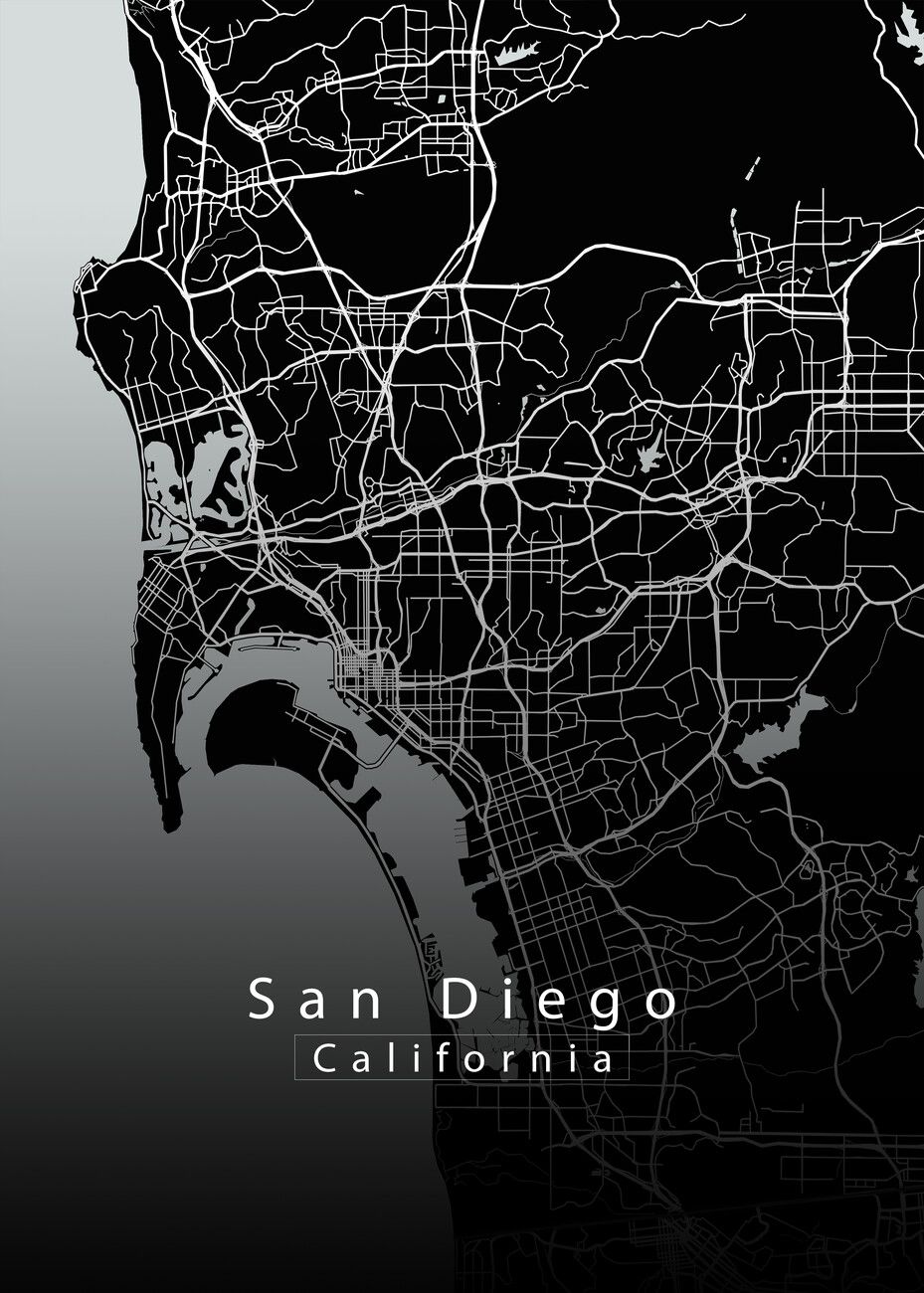 929x1300 Poster San Diego California City Map. Wall Art 1 FREE