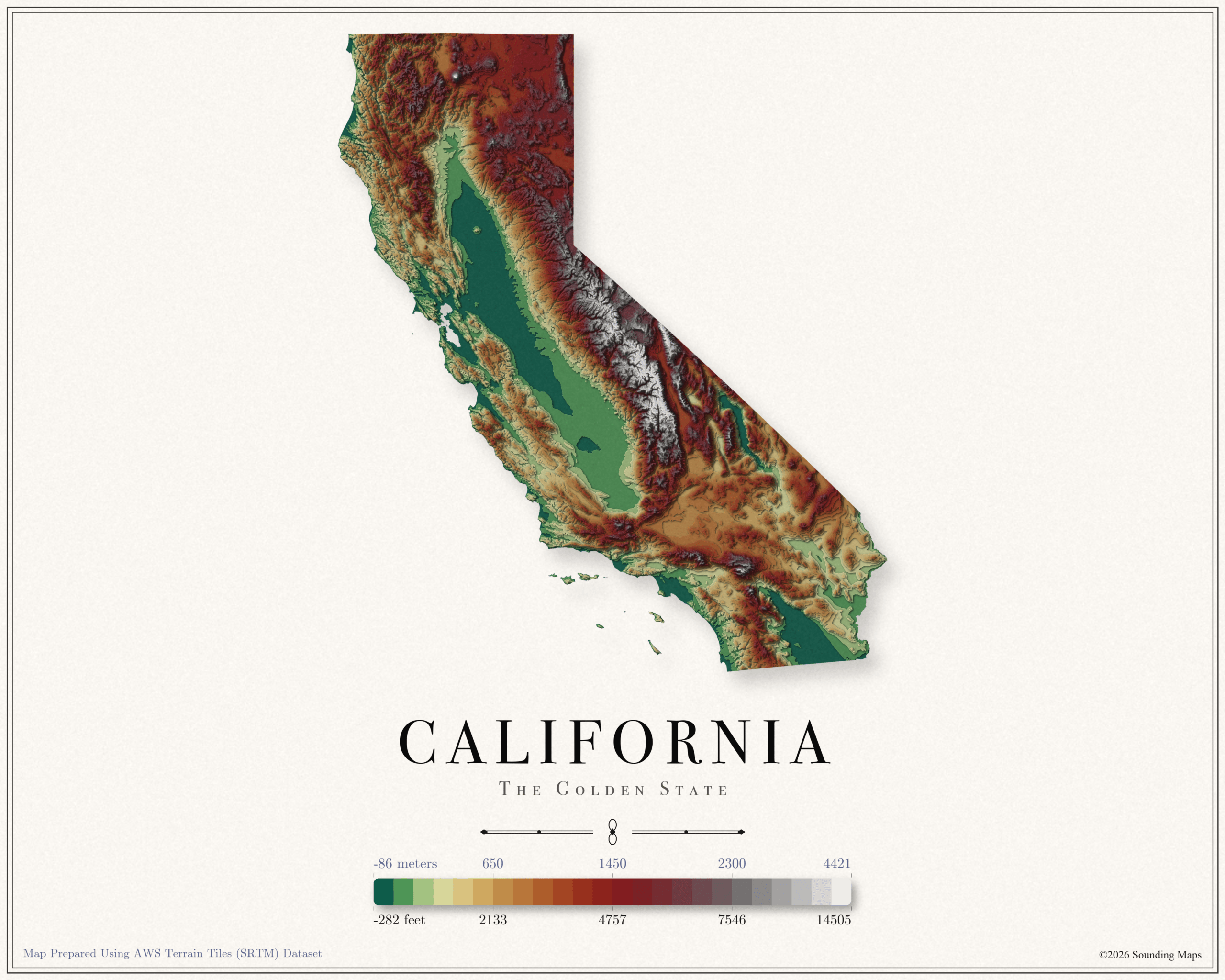 2560x2048 Elevation: California Topographic Map