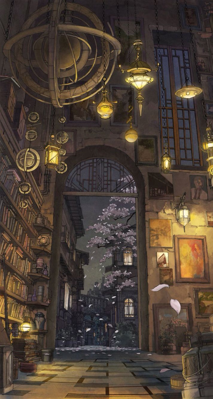 712x1334 Vintage looking library drawing iPhone wallpaper
