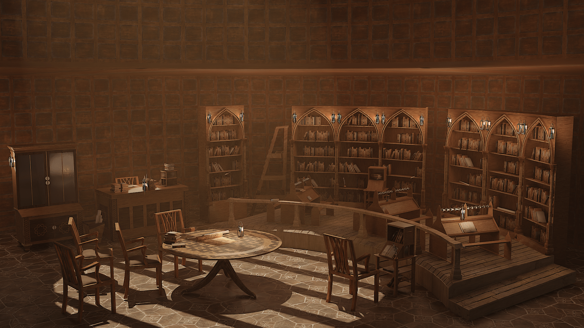 1920x1080 Medieval Library Model Pack Tortilla (formerly Blender Market)