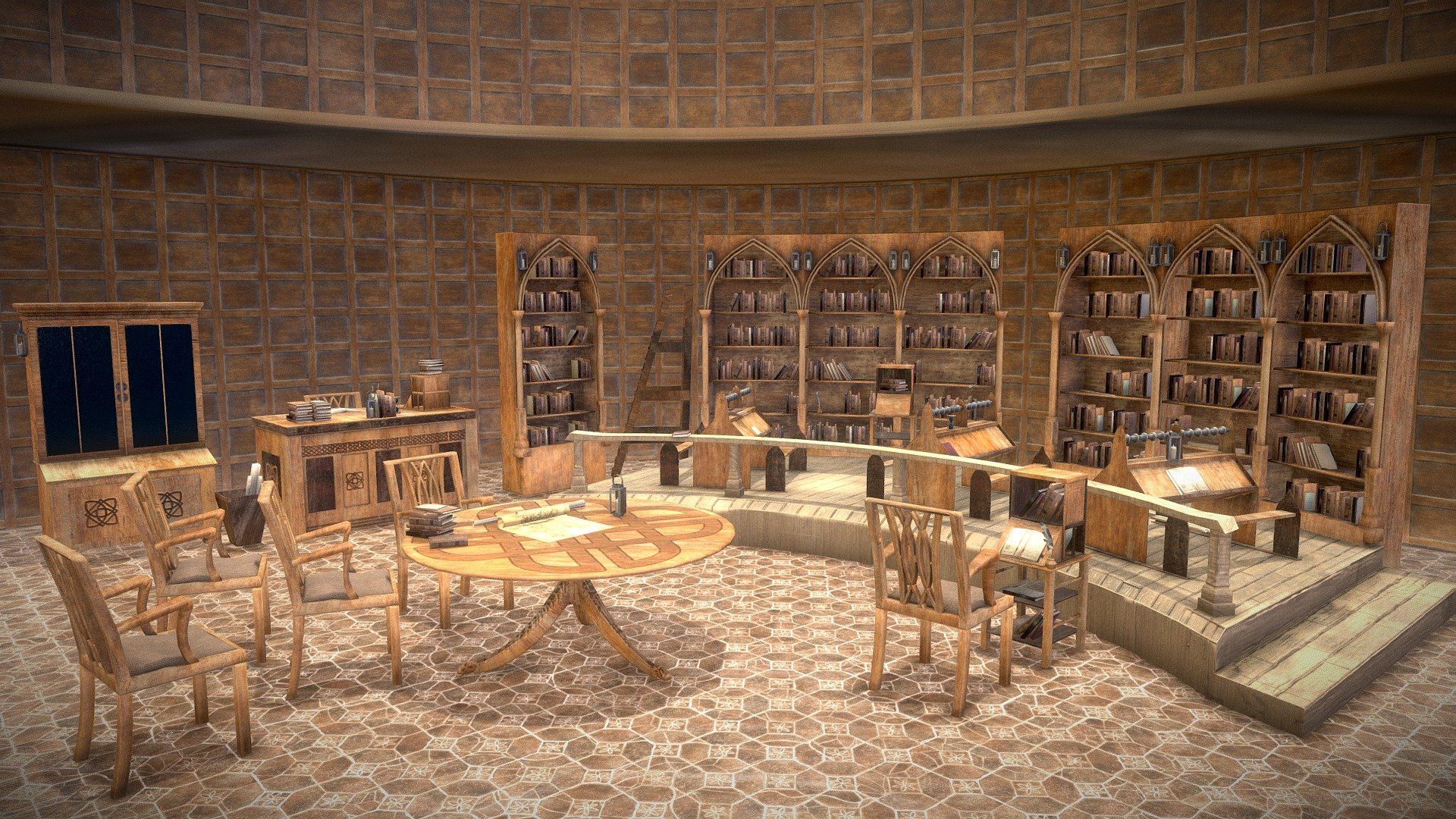 1920x1080 Medieval Library Model Pack Rustic