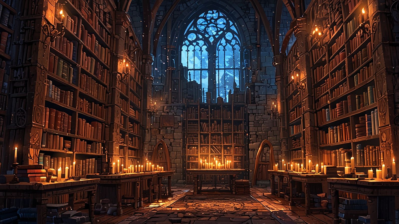 1592x896 enormous ancient medieval library inside forgotten