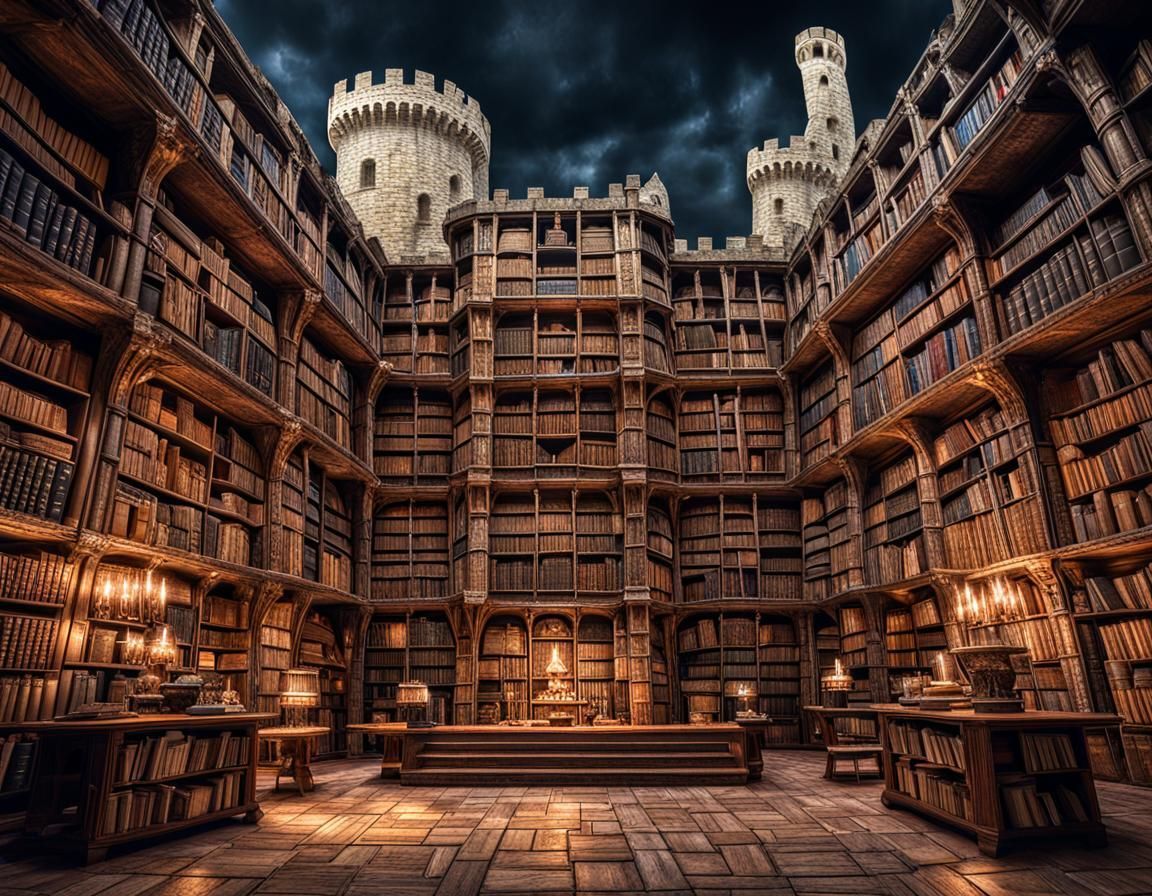 1152x896 A Medieval Library Medieval Book Castle: High Res