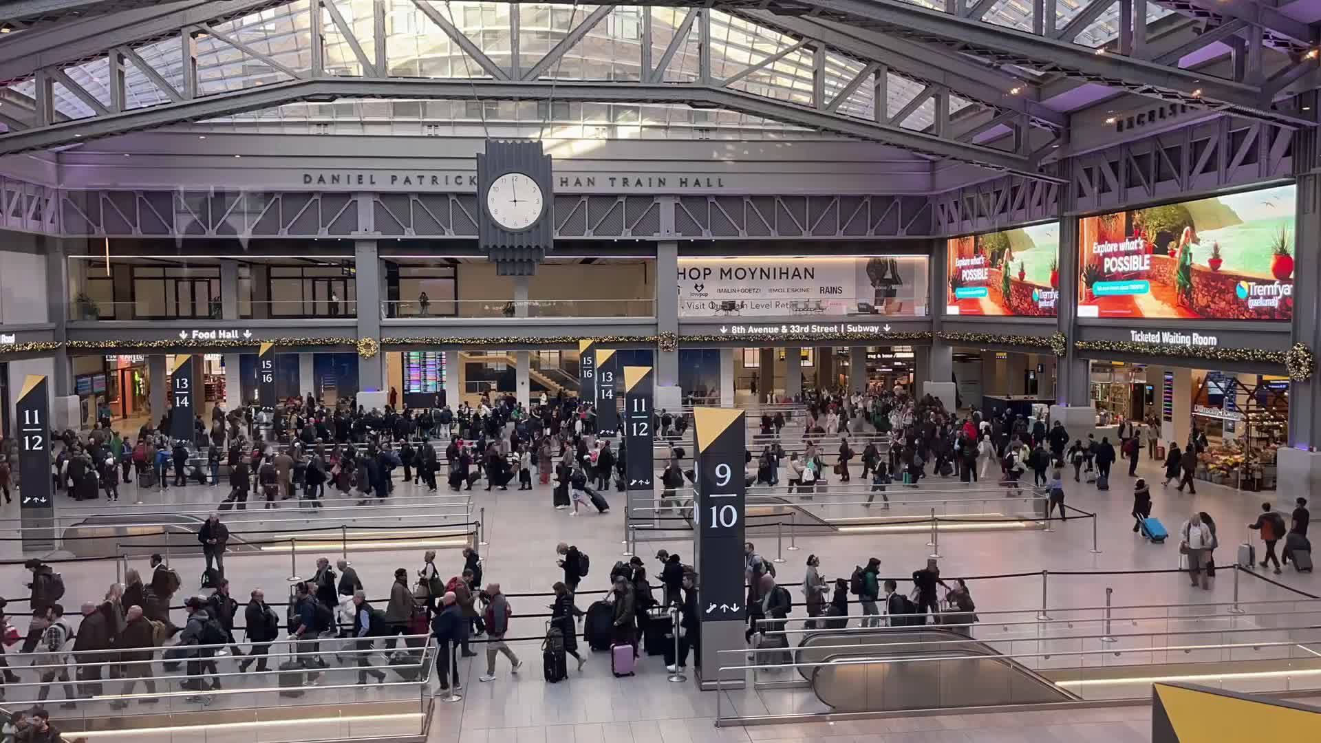 1920x1080 Bustling Penn Station With Travelers