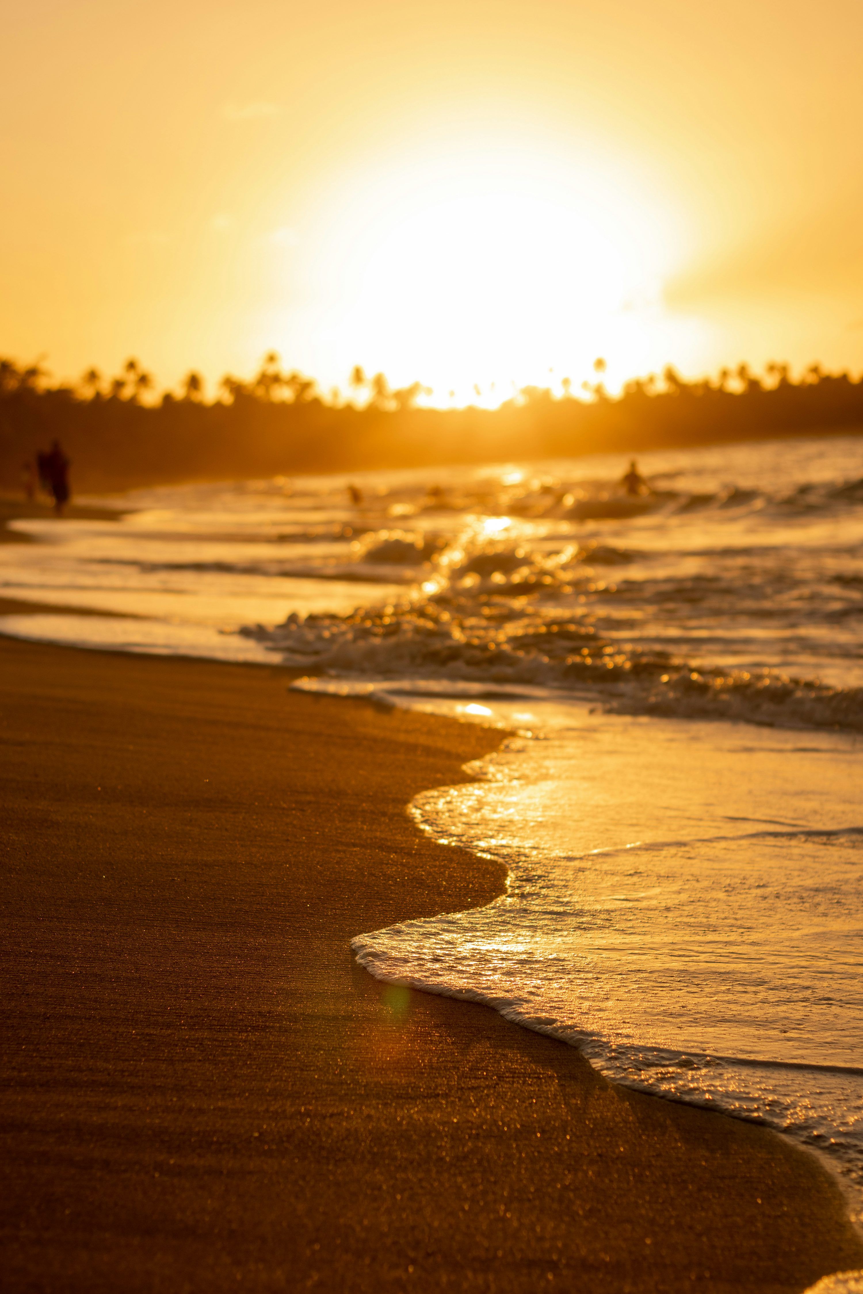 3000x4500 Golden sunset over a tropical beach with gentle waves