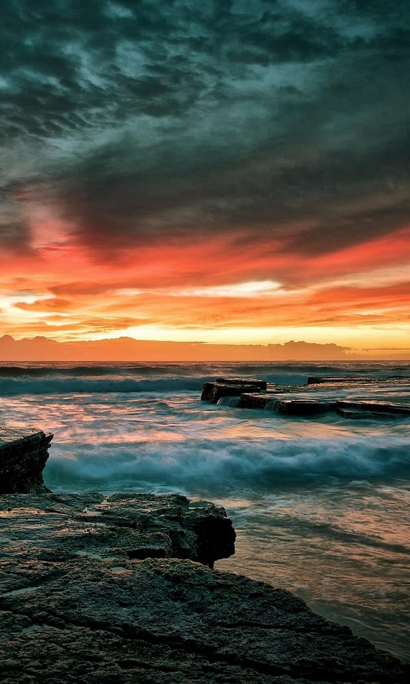 800x1333 Rocky Shore, landscape, nature, ocean, rocks, waves, HD phone wallpaper