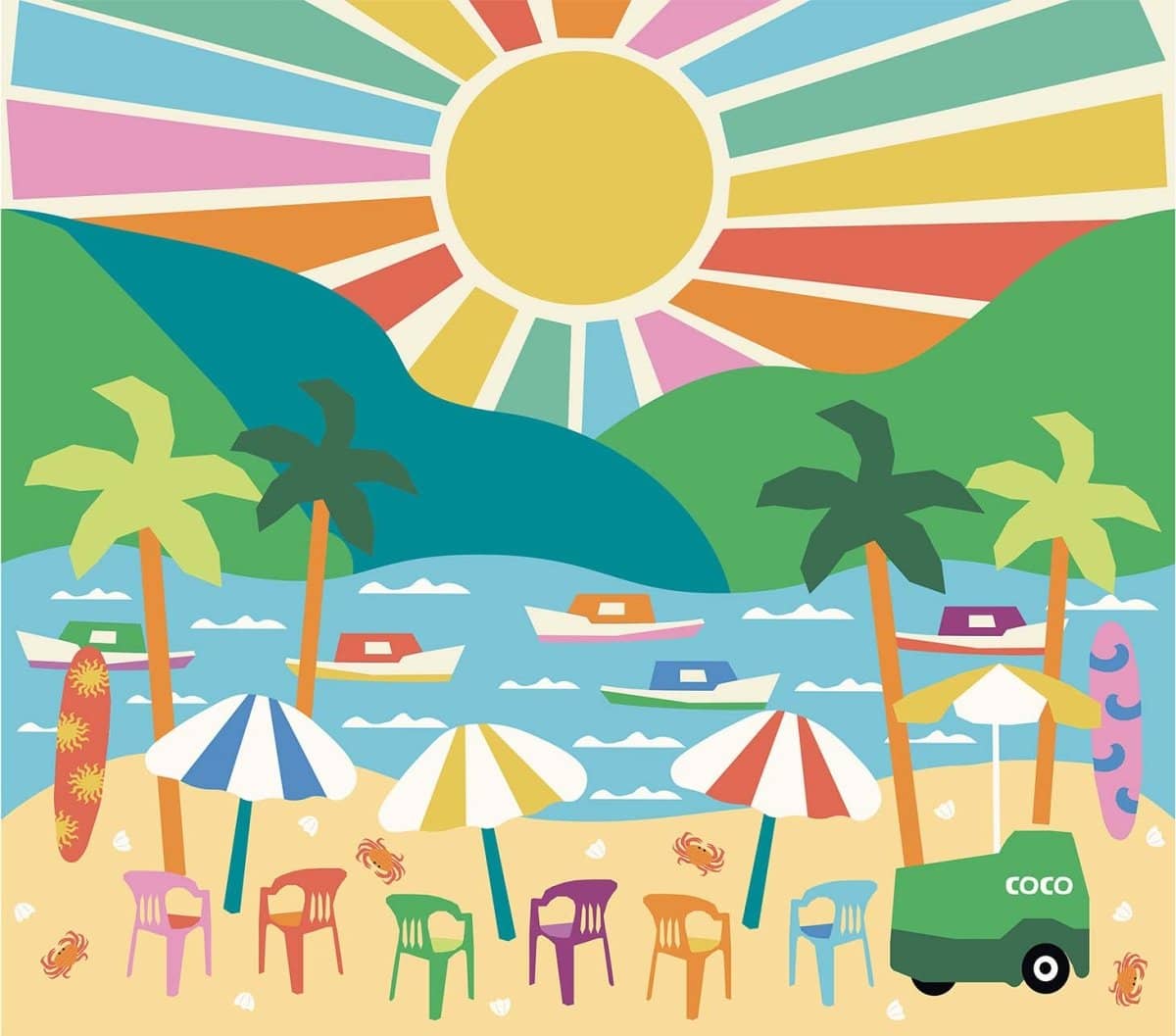 1200x1057 Summer Vacation Wallpaper for Kids Rooms. Tropical European Designer Wallpaper