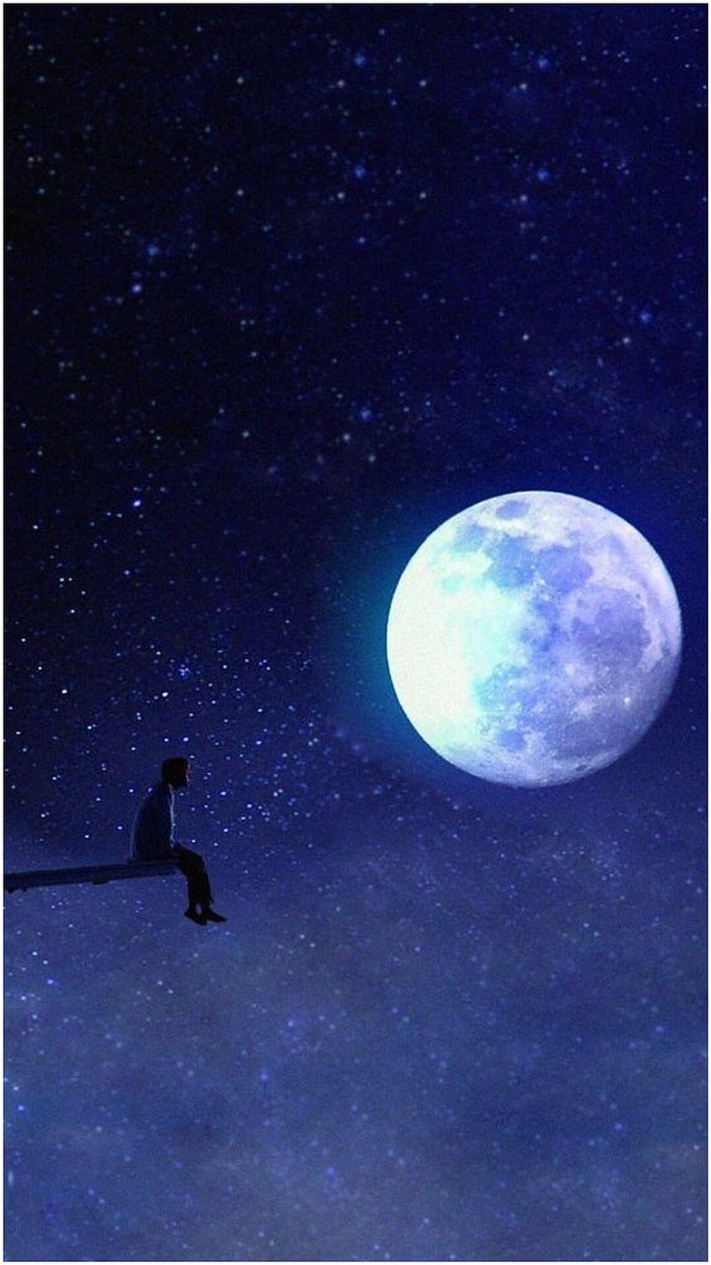 800x1424 Bts, army, blue, dark, moon, night, planet, sky, HD phone wallpaper