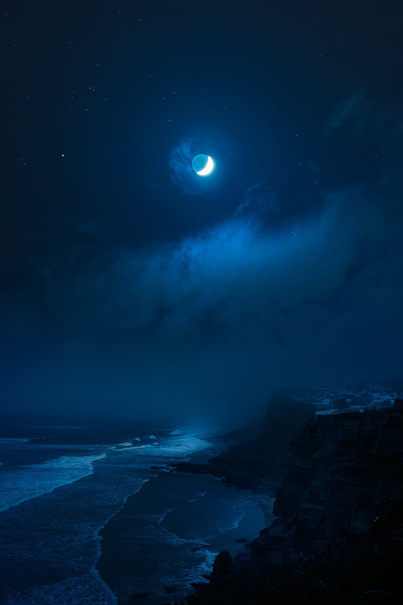 800x1200 Moonlight, anime, black, bts, clouds, iphone, moon, moonlit night, nature, window, HD phone wallpaper