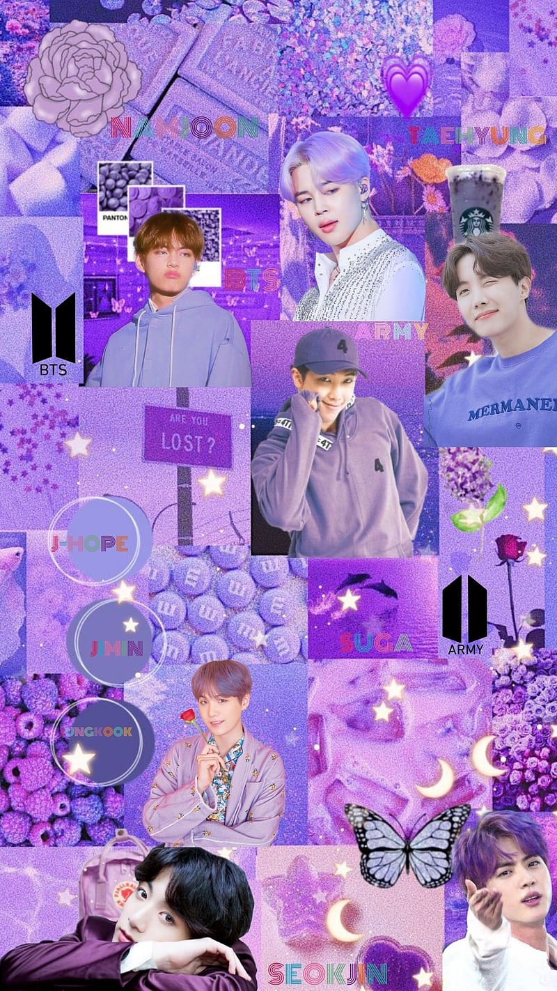 800x1422 Bts Purple Aesthetic Multiple, bts purple aesthetic, multiple, , butterfly, moon, HD phone wallpaper