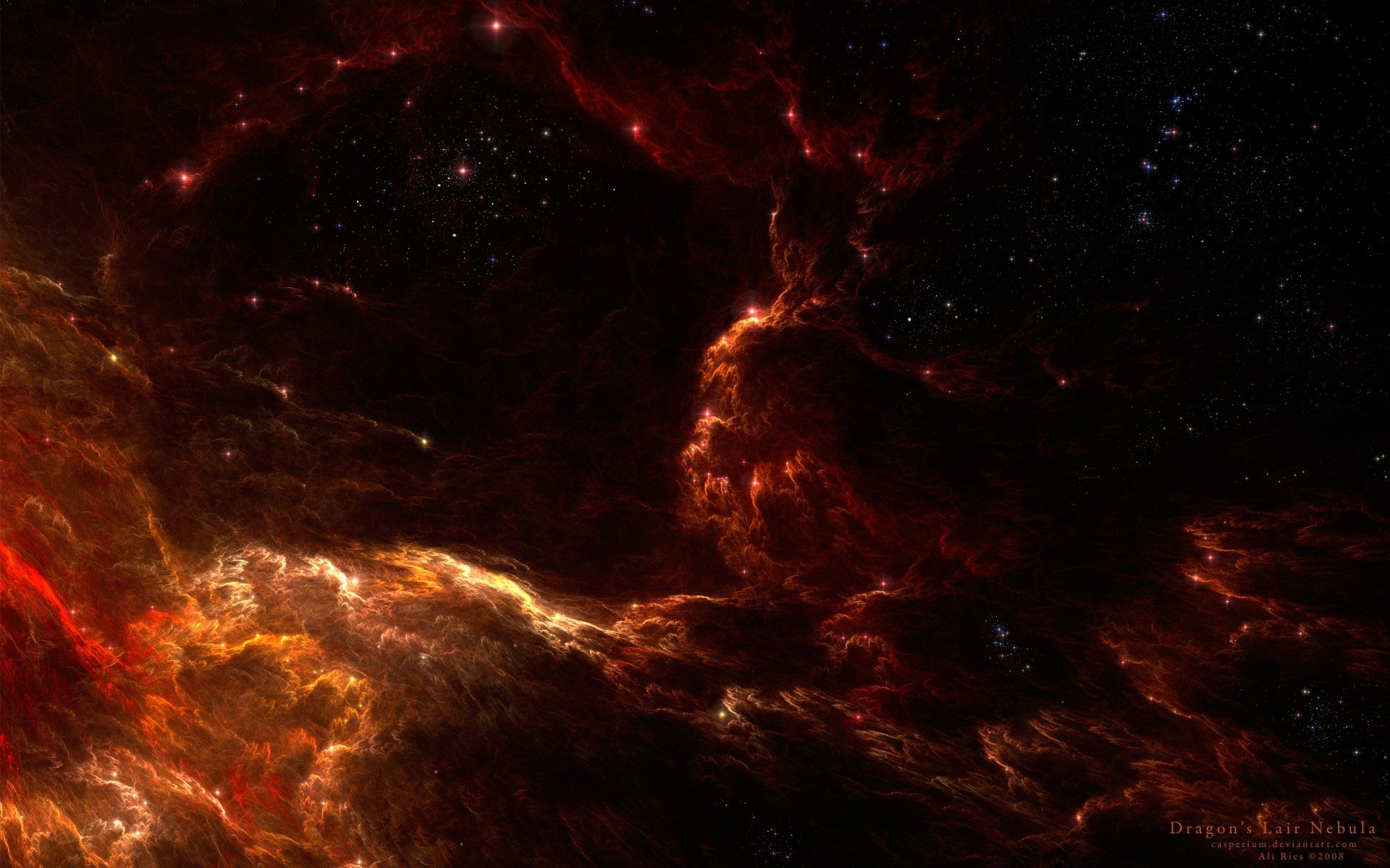 1920x1200 Red Nebula Starburst: A Stunning Sci Fi Space HD Wallpaper By Casperiumx1200