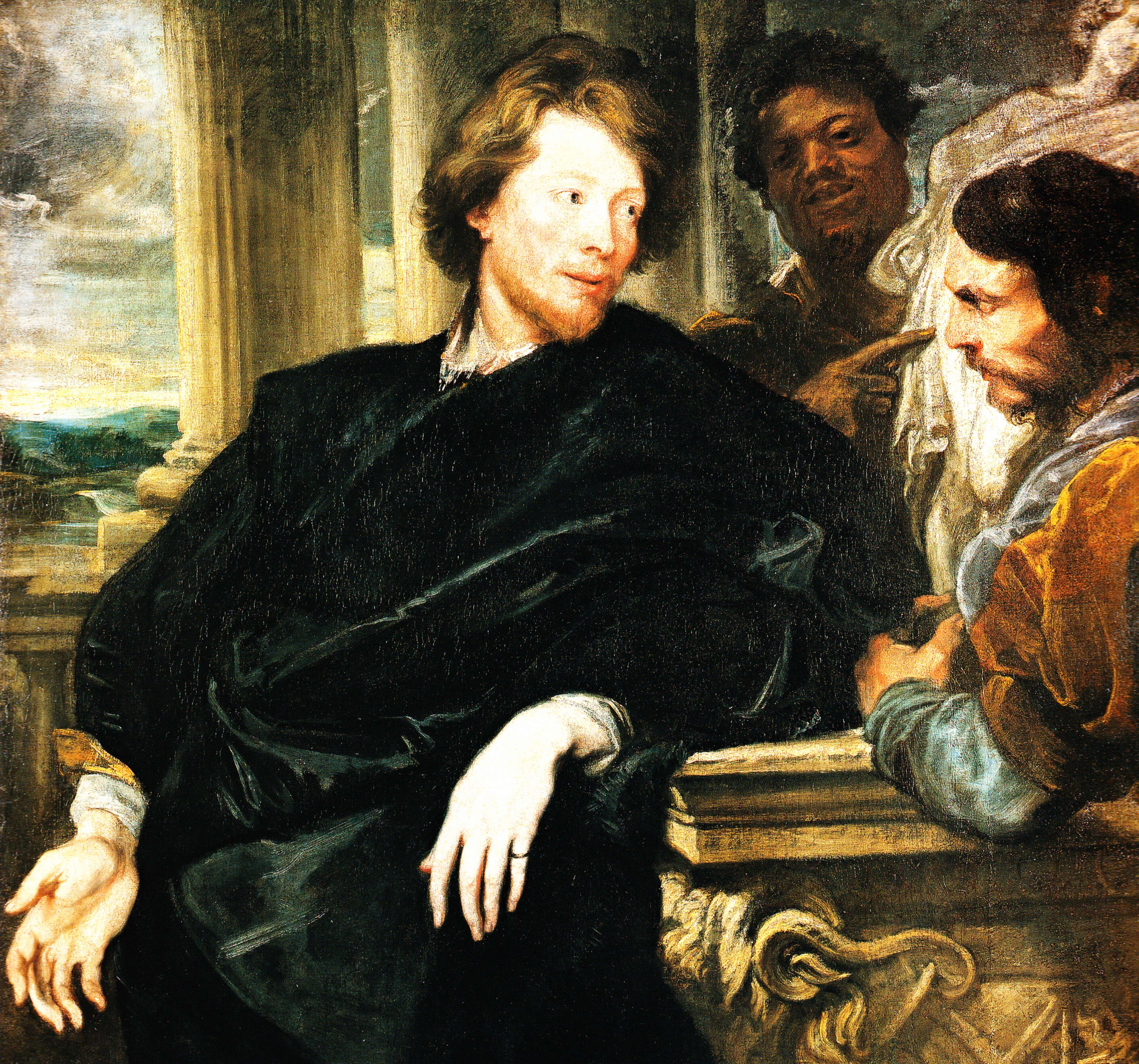 4667x4360 Wallpaper portrait, picture, Anthony van Dyck, Anthonis van Dyck, George gage with two assistants for mobile and desktop, section живопись, resolution 4667x4360