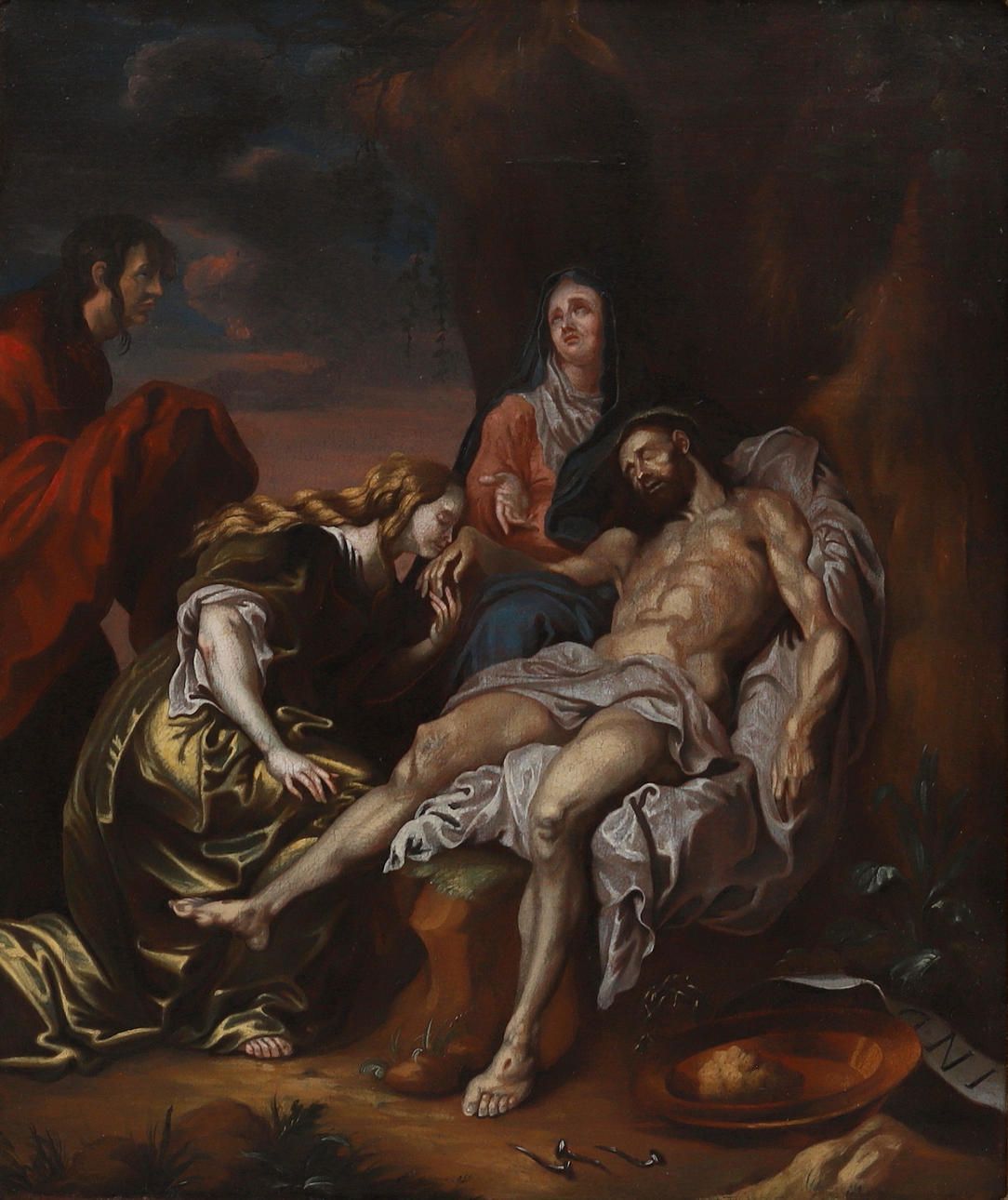 1084x1290 AFTER ANTHONY VAN DYCK (1599 1641). Jesus Prayer, Oil On Doubled Canvas, 19th Century, Unsigned. Art