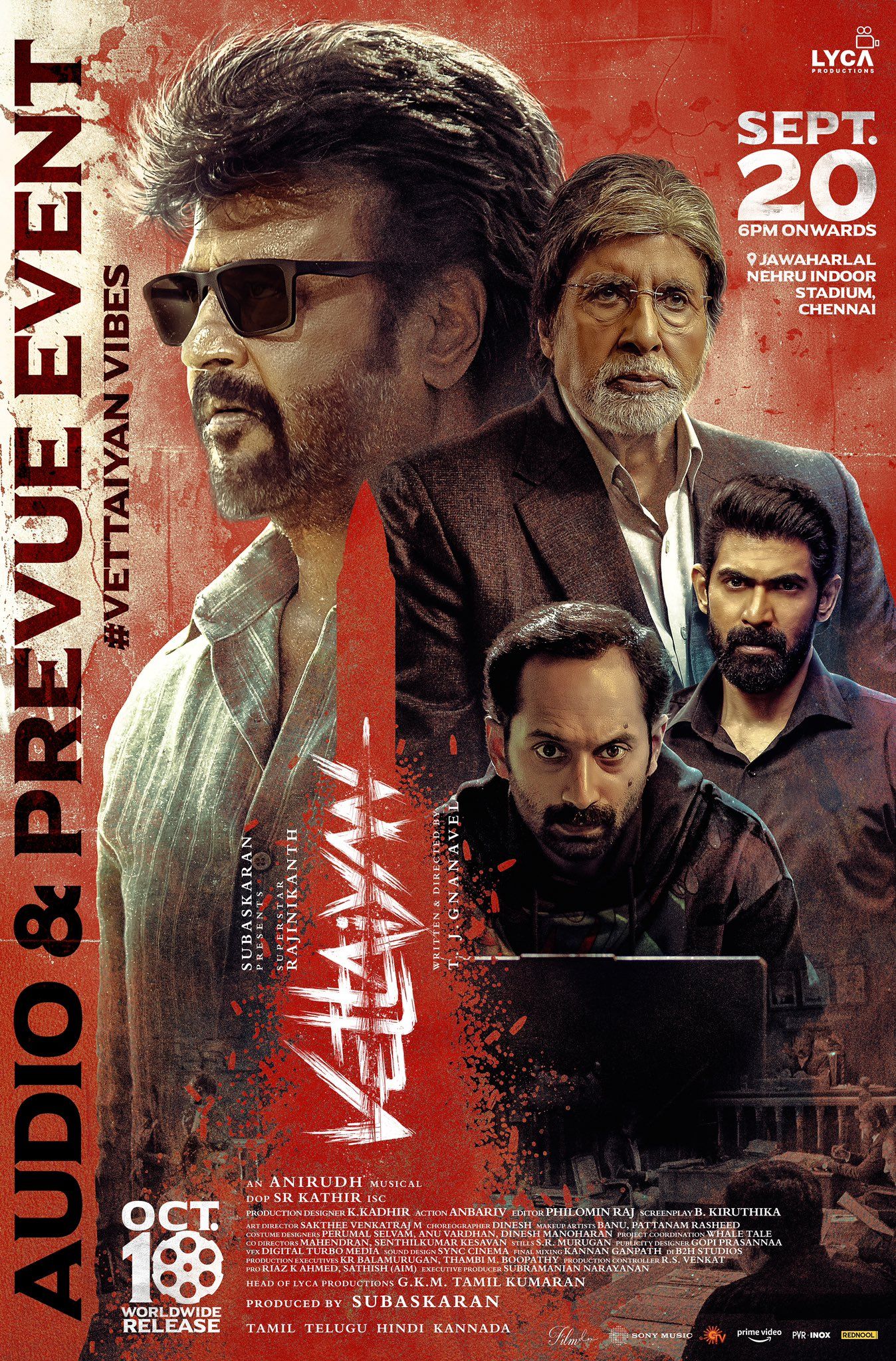 1348x2048 Vettaiyan audio & prevue event on Sept 20 at Nehru stadium
