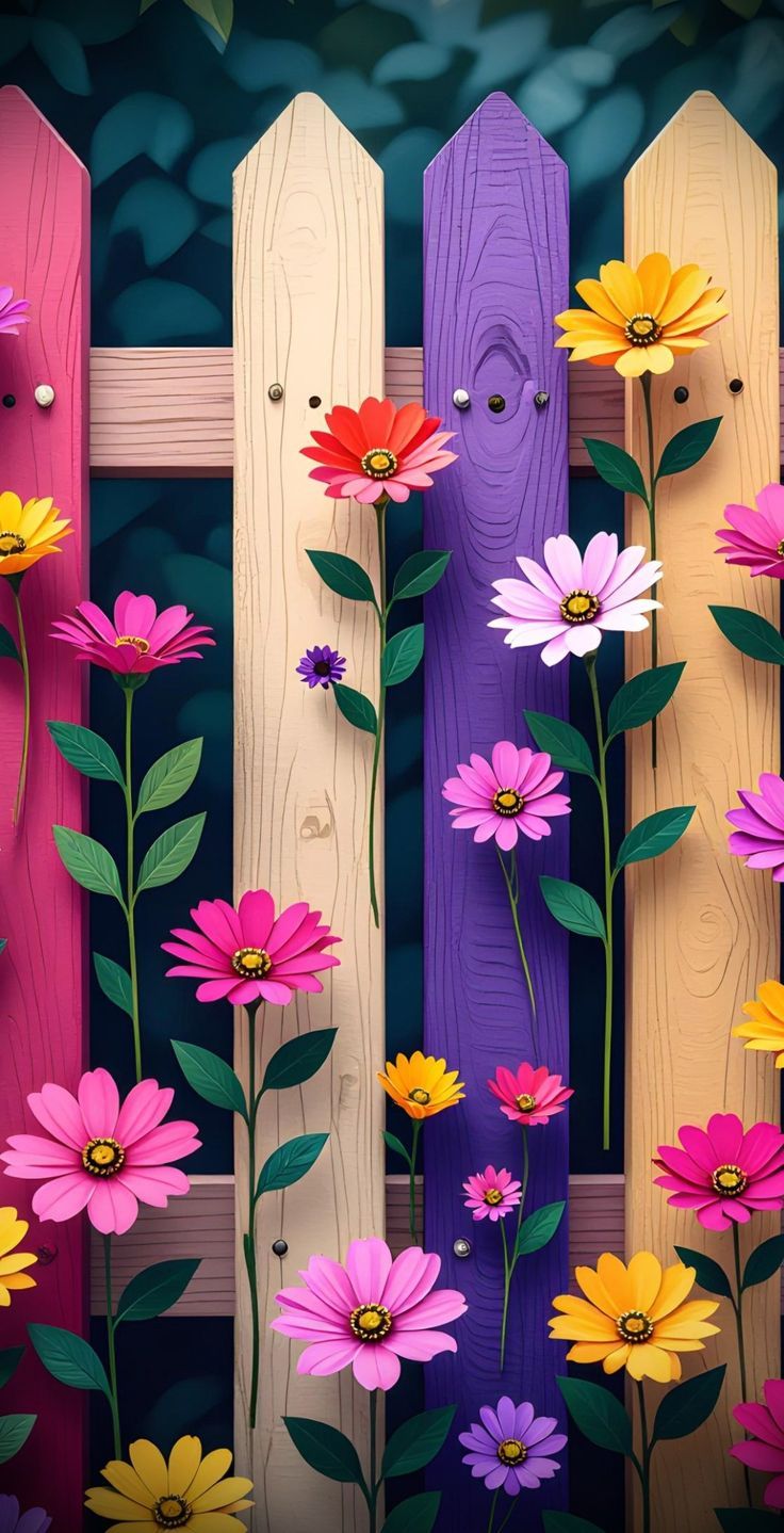 736x1438 Colorful fence painting. Color painted fence, Fence painting ideas, Colourful wallpaper iphone