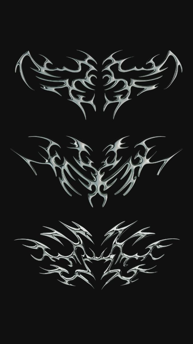 675x1200 Y2k neo tribal icon 3D illustration on black isolated background
