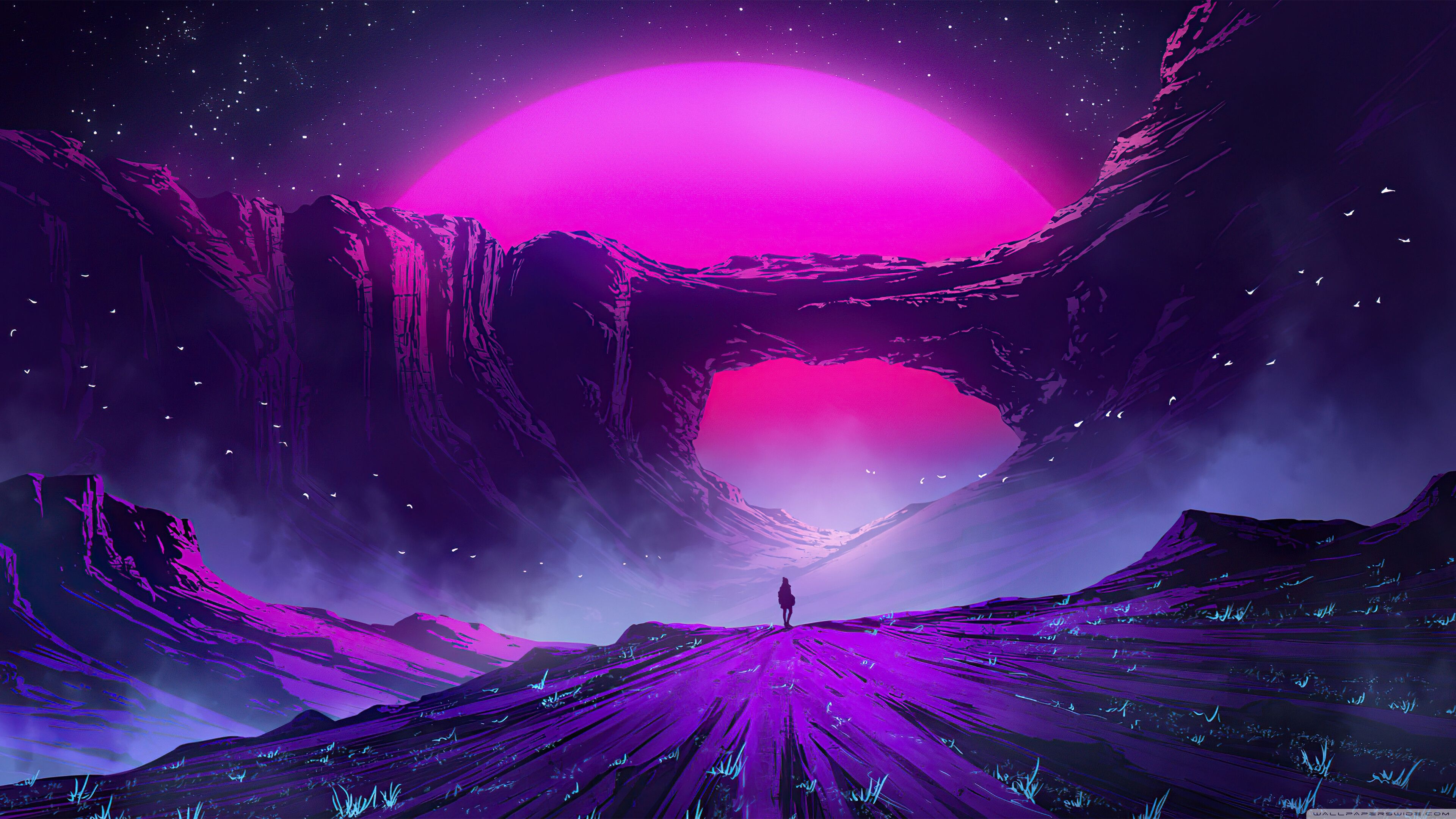 3840x2160 Synthwave Aesthetic Vibrant Pink Sunset 4K UHD Wallpaper for UltraHD Desktop and TV : Widescreen and UltraWide Display : Dual Monitor : Smartphone and Tablet Devices