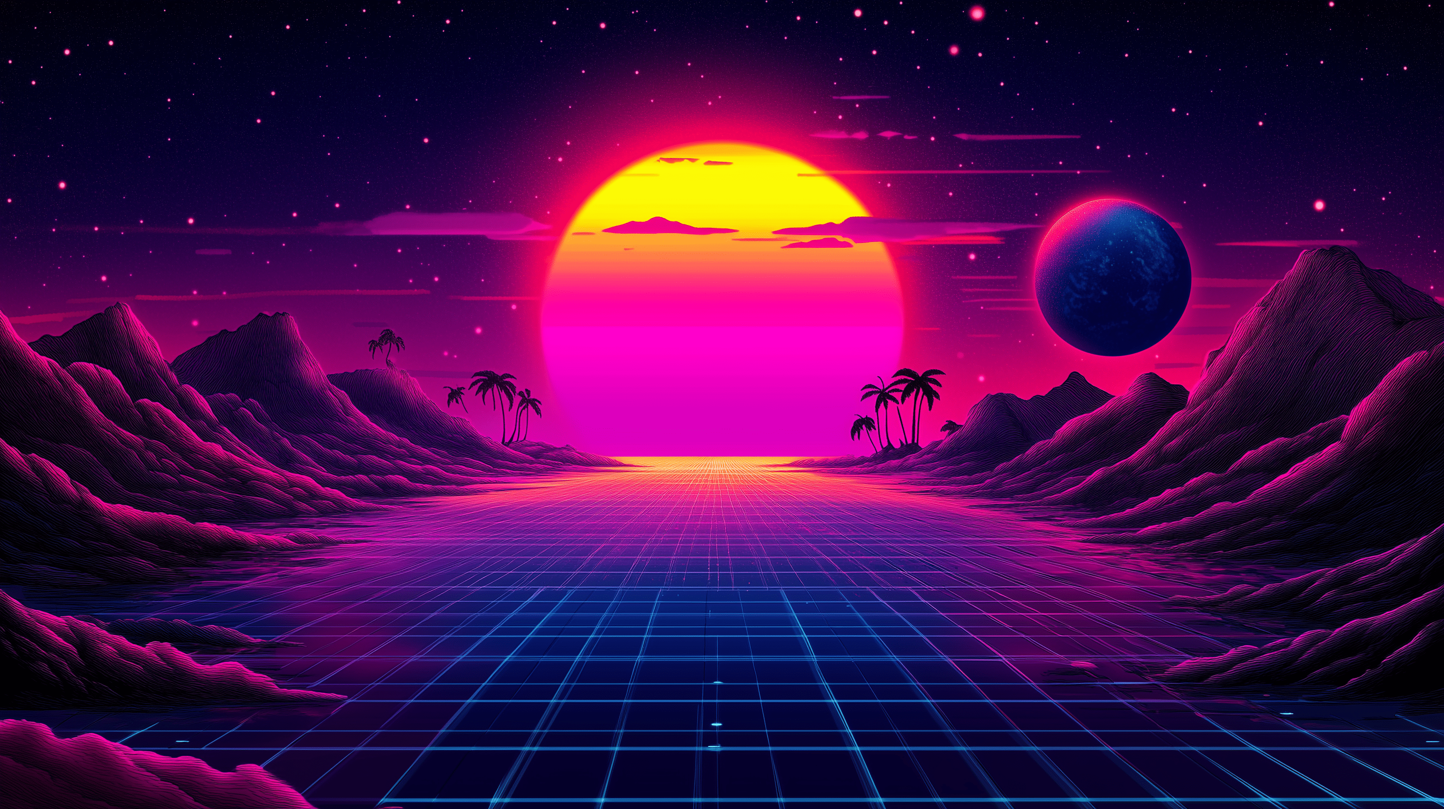 2912x1632 Synthwave PC Wallpaper