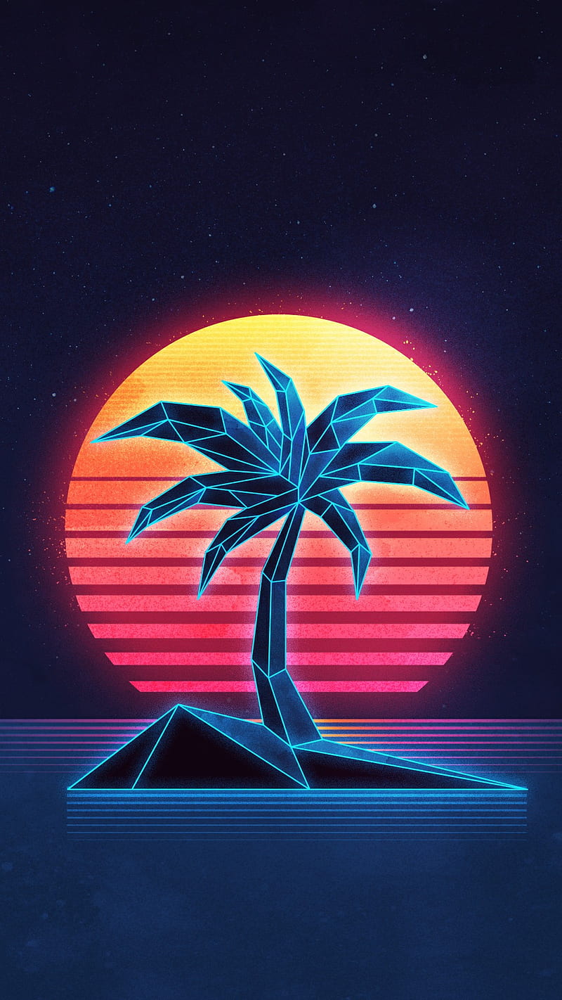 800x1422 Synthwave palm, retro, synthwave retro, synthwave retro palm, HD phone wallpaper