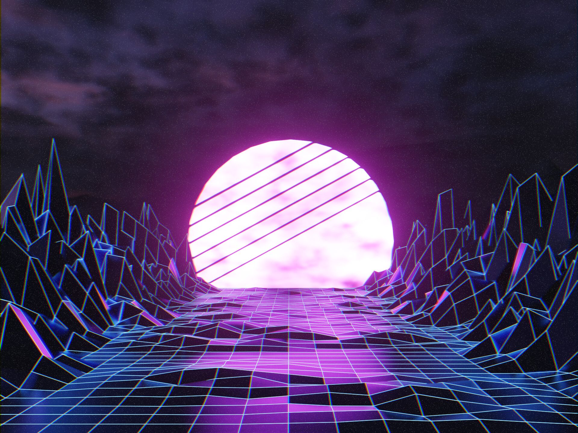1920x1440 Neon Retrowave Horizon