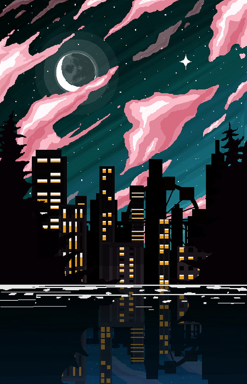 800x1244 HD neon pixelart wallpaper