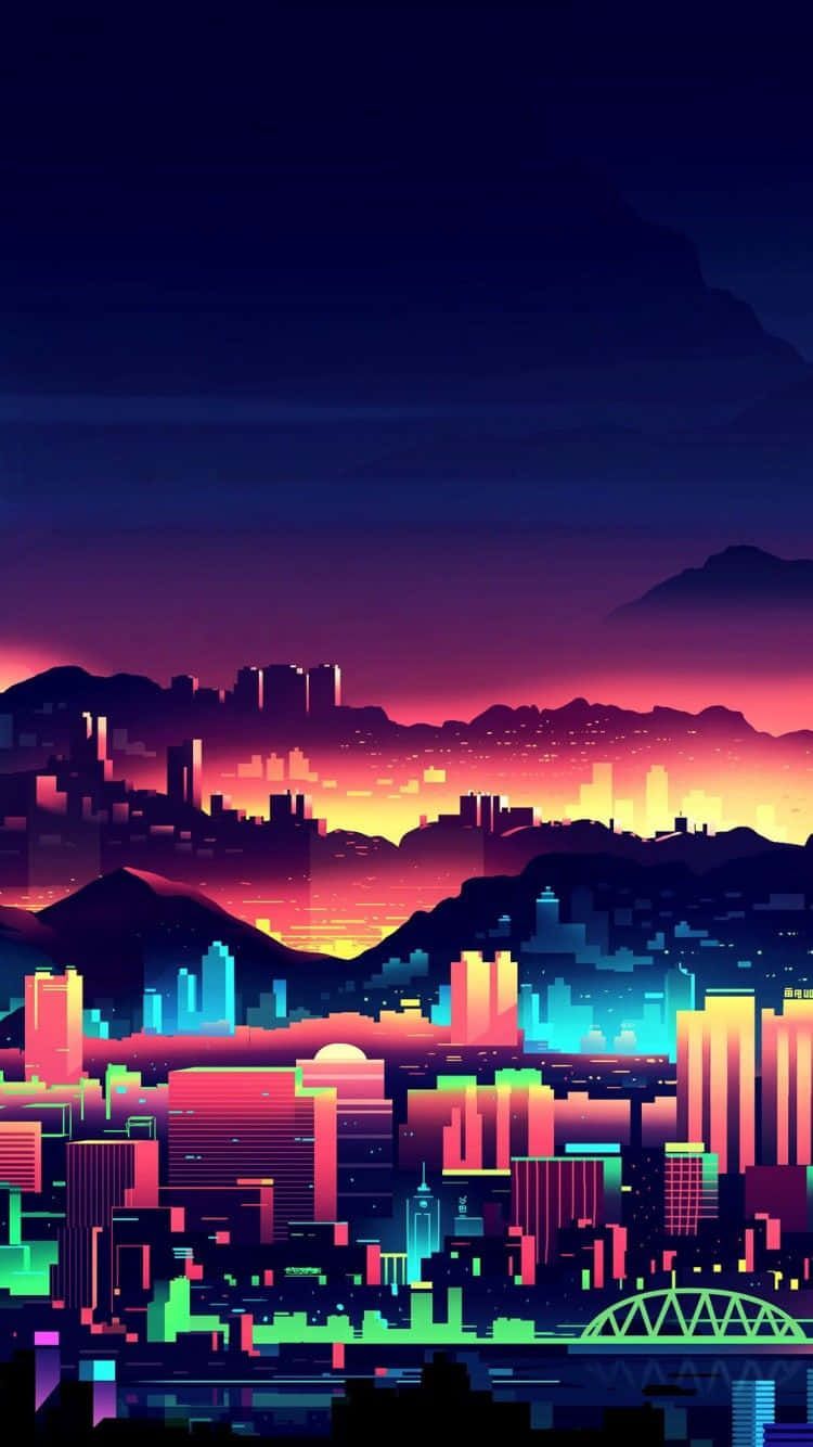 750x1334 Download Cyberpunk Themed Pixel Art Wallpaper