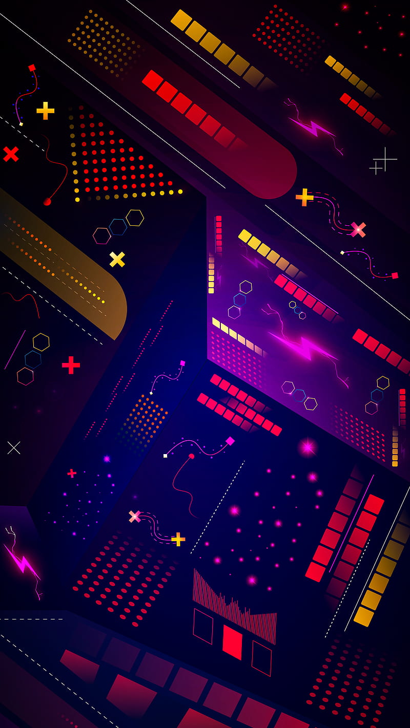 800x1422 HD neon pixels wallpaper