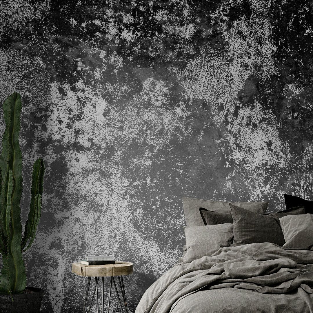 1080x1080 Concrete Texture Wall Mural Grey Black CUSTOM SIZE Peel and Stick Self Adhesive Prepasted Repositionable Bathroom Neutral Chrcoal Graphite