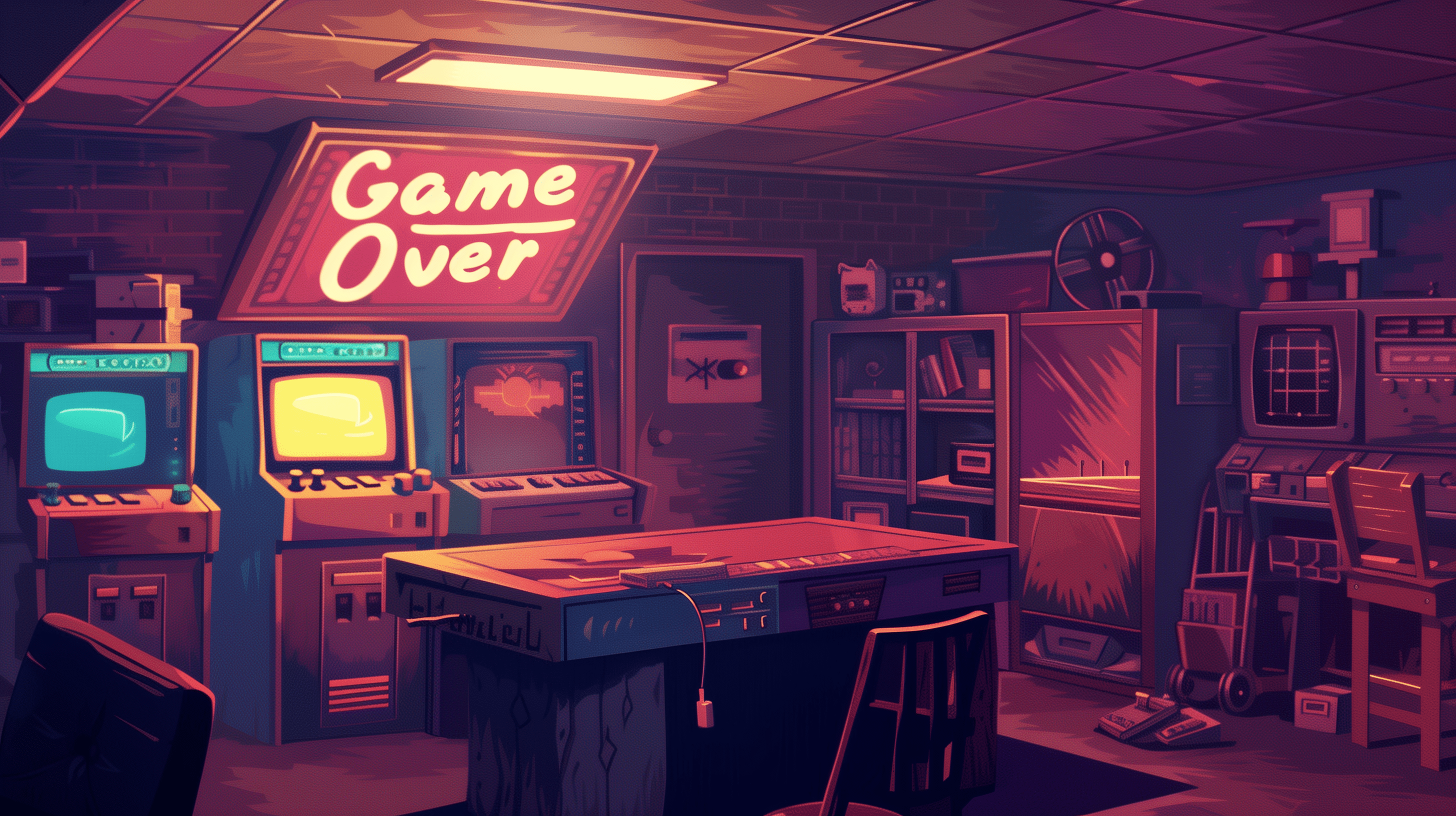 2912x1632 Arcade Room Gamer's Haven HD Wallpaper