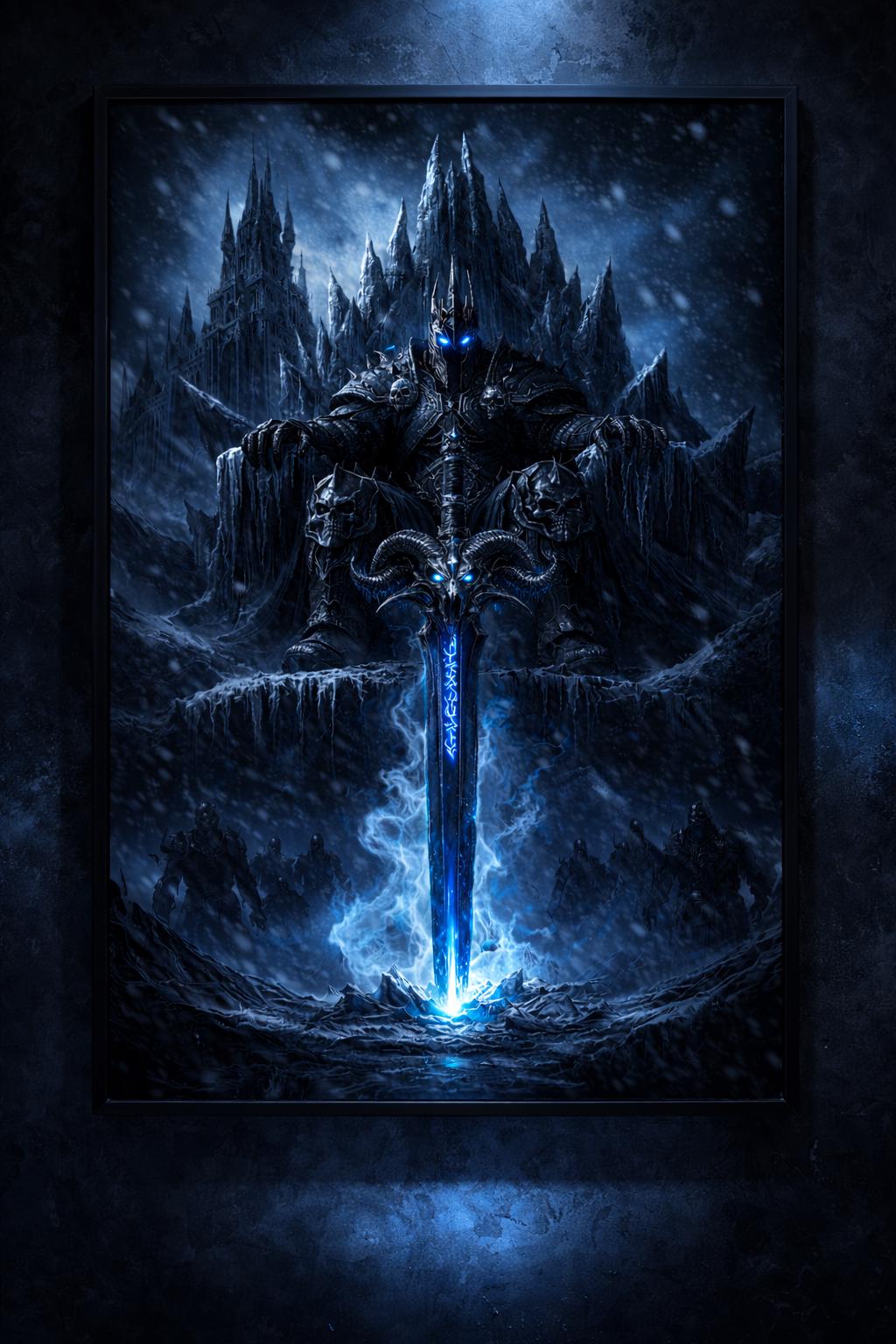 1024x1536 Lich King Poster, World of Warcraft Wall Art, Frozen Throne Print, Frostmourne Dark Fantasy Art