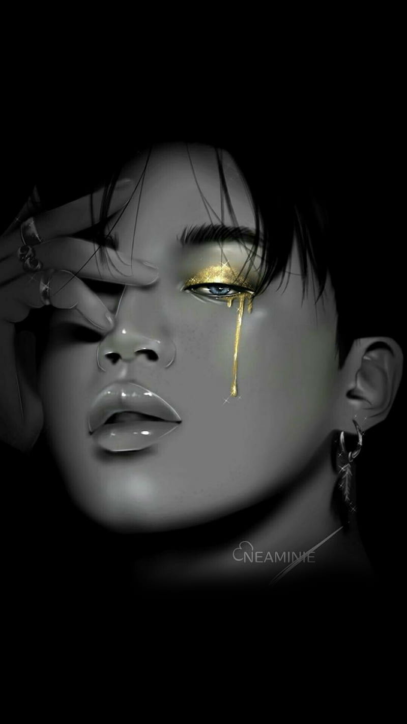 800x1422 Jimin art, black, boy, bts, golde, HD phone wallpaper