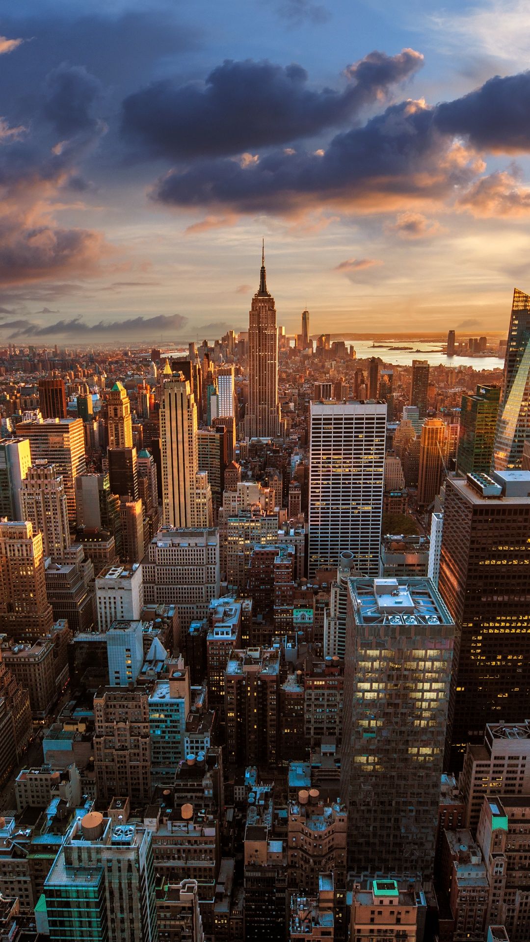 1080x1920 New York City Wallpaper 4K, Evening sky, Aerial view