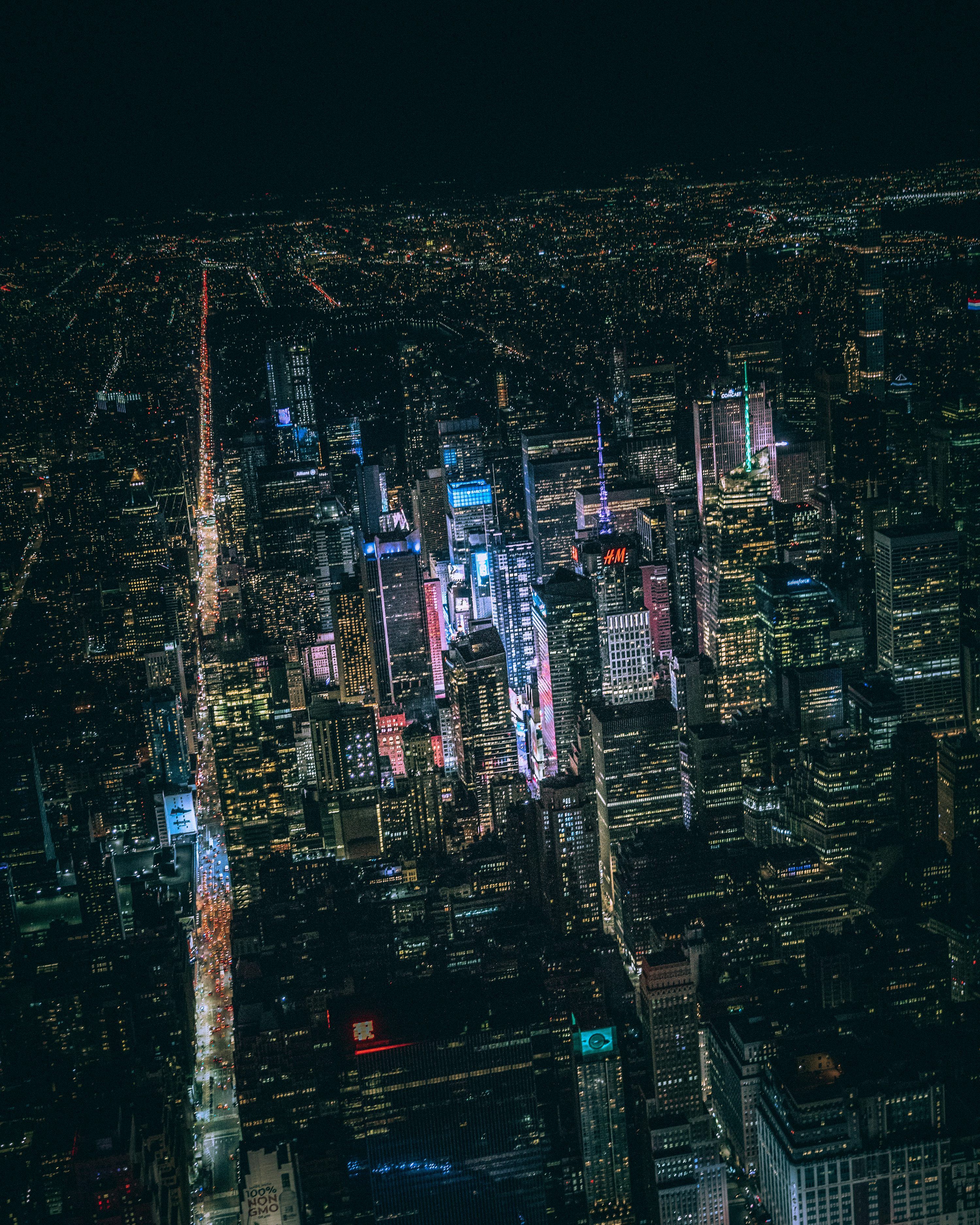 3000x3750 Aerial view of city buildings during night time